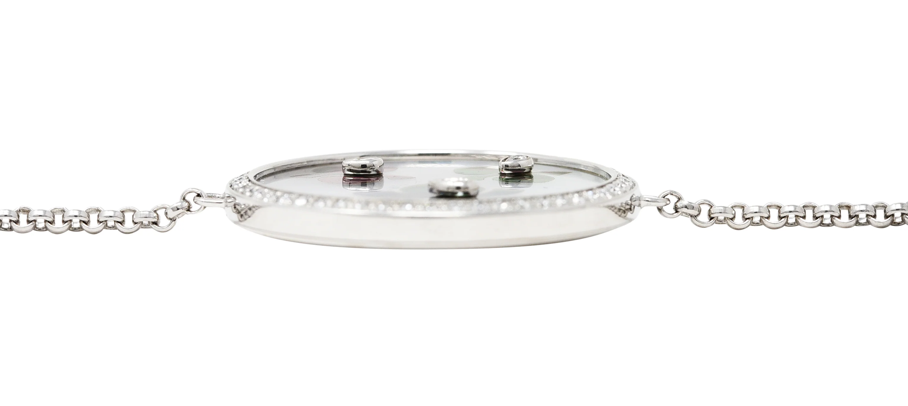 Cartier Mother-Of-Pearl Diamond 18 Karat White Gold Caresse D'Orchidees Station Bracelet - Image 10