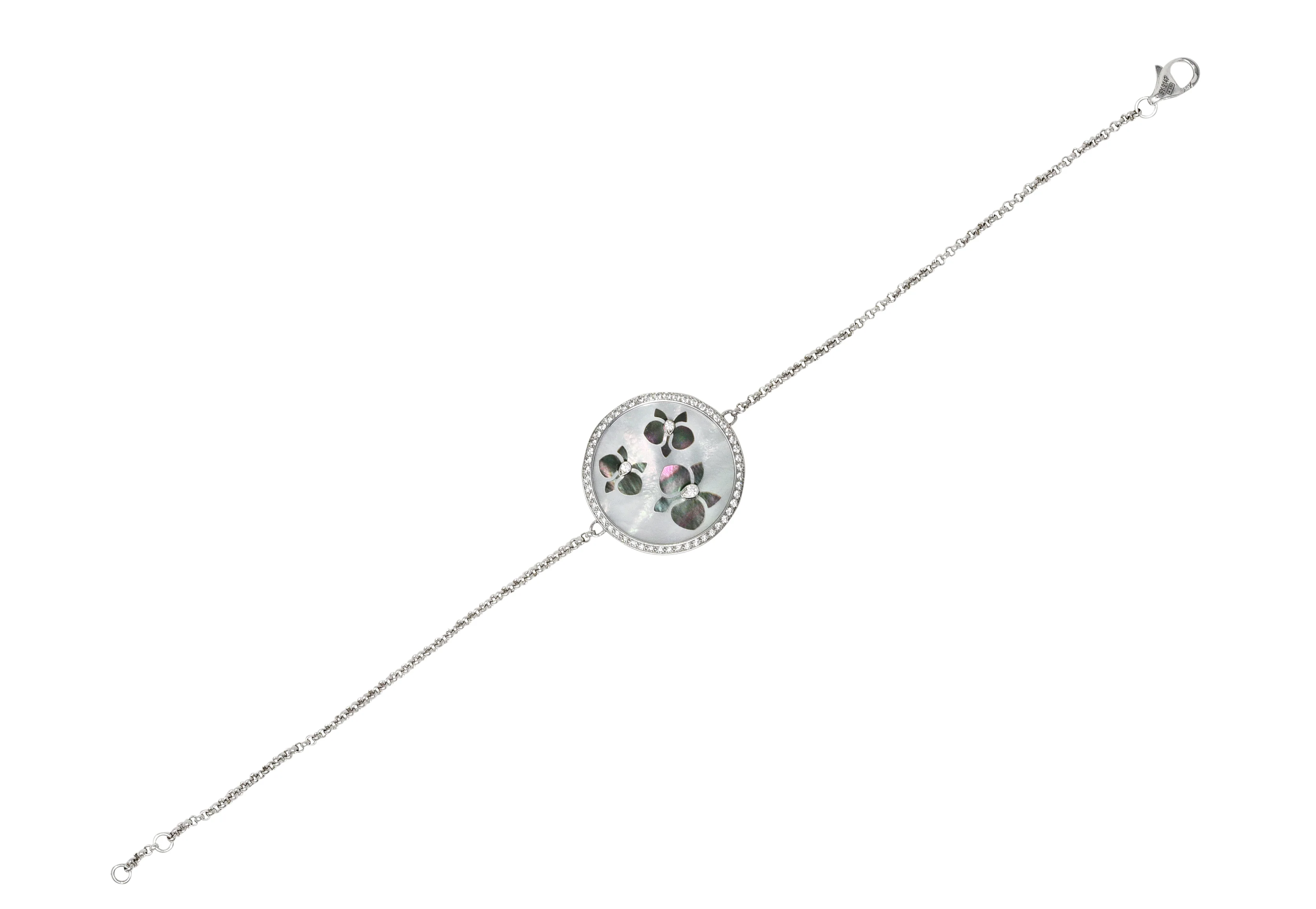 Cartier Mother-Of-Pearl Diamond 18 Karat White Gold Caresse D'Orchidees Station Bracelet - Image 2