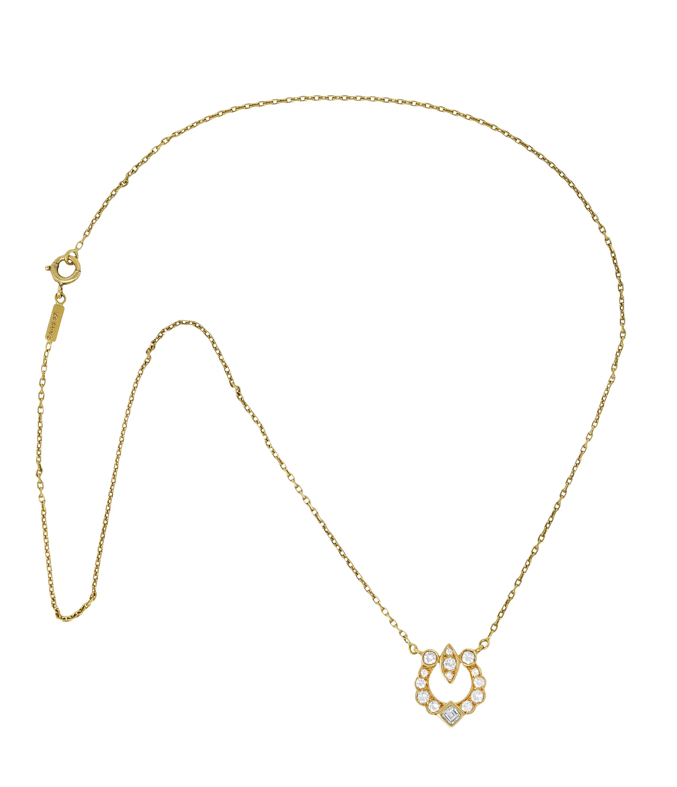 Cartier Paris 0.55 CTW Diamond French 18 Karat Gold Horseshoe Station Necklace - Image 2