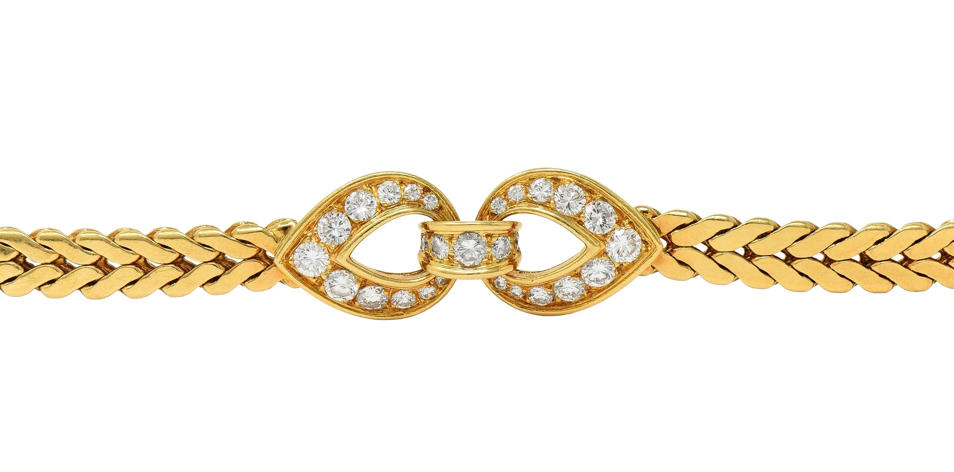 Cartier Paris 1.78 CTW Diamond 18 Karat Yellow Gold Vintage Agrafe Bracelet - Image 4