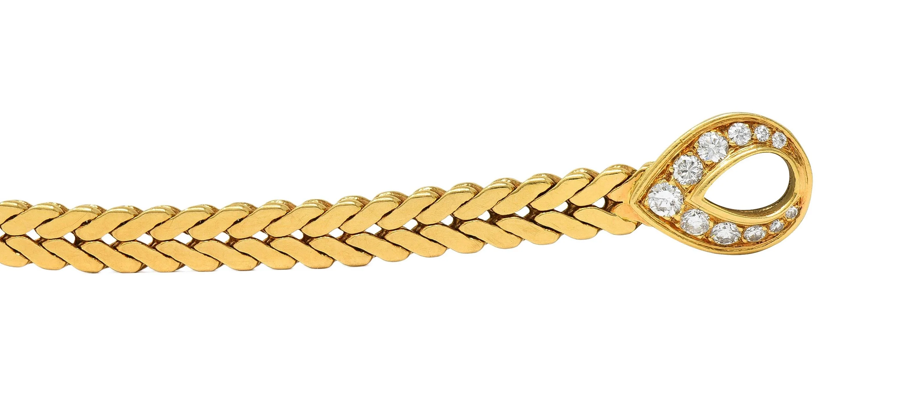 Cartier Paris 1.78 CTW Diamond 18 Karat Yellow Gold Vintage Agrafe Bracelet - Image 5