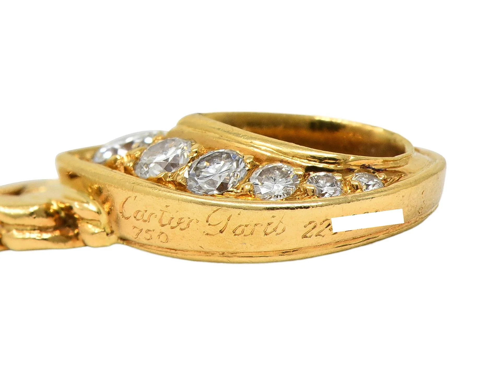 Cartier Paris 1.78 CTW Diamond 18 Karat Yellow Gold Vintage Agrafe Bracelet - Image 7