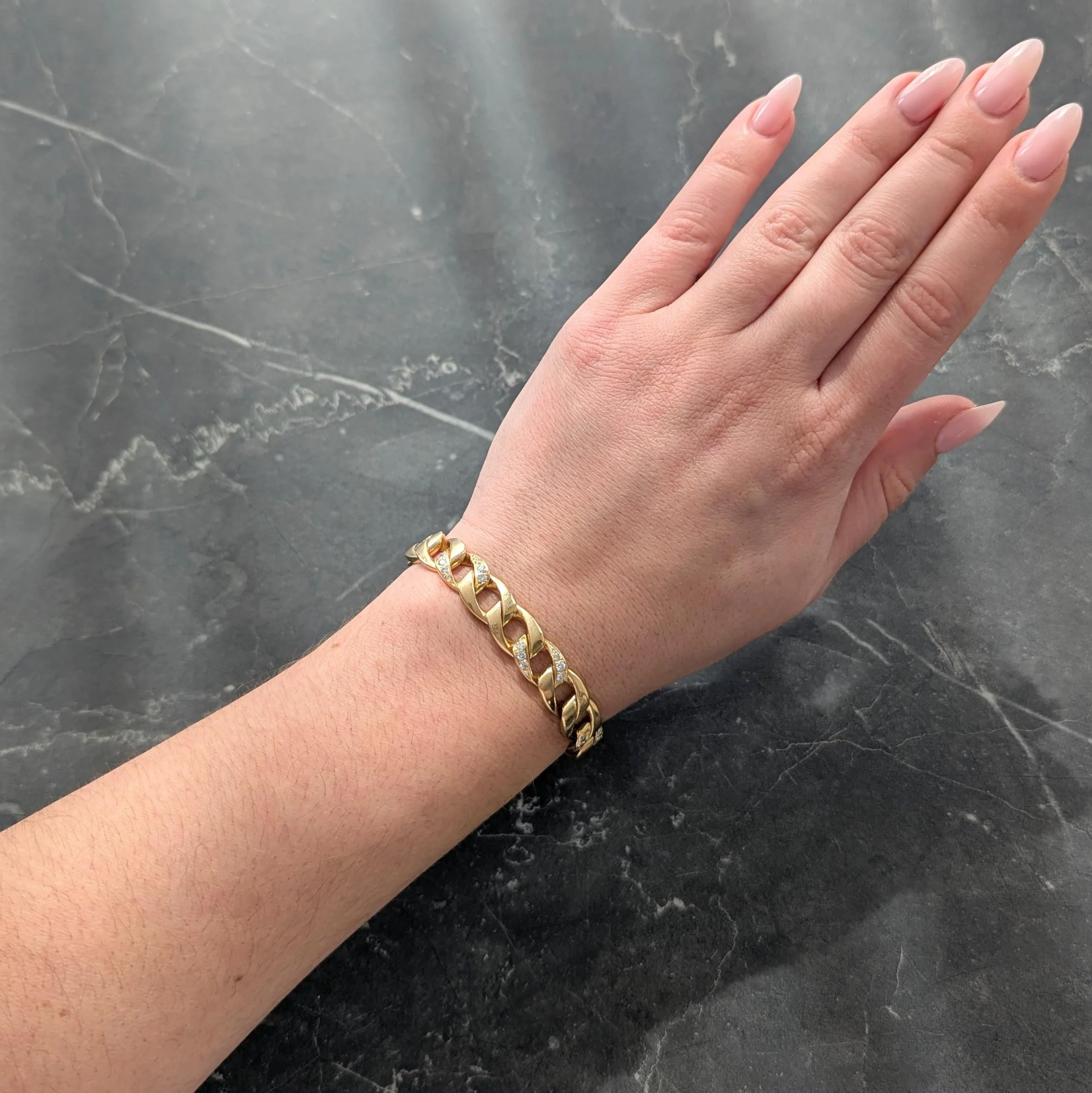 Cartier Paris Georges L'Enfant 1960's Diamond 18 Karat Yellow Gold Vintage Curb Link Unisex Bracelet - Image 2