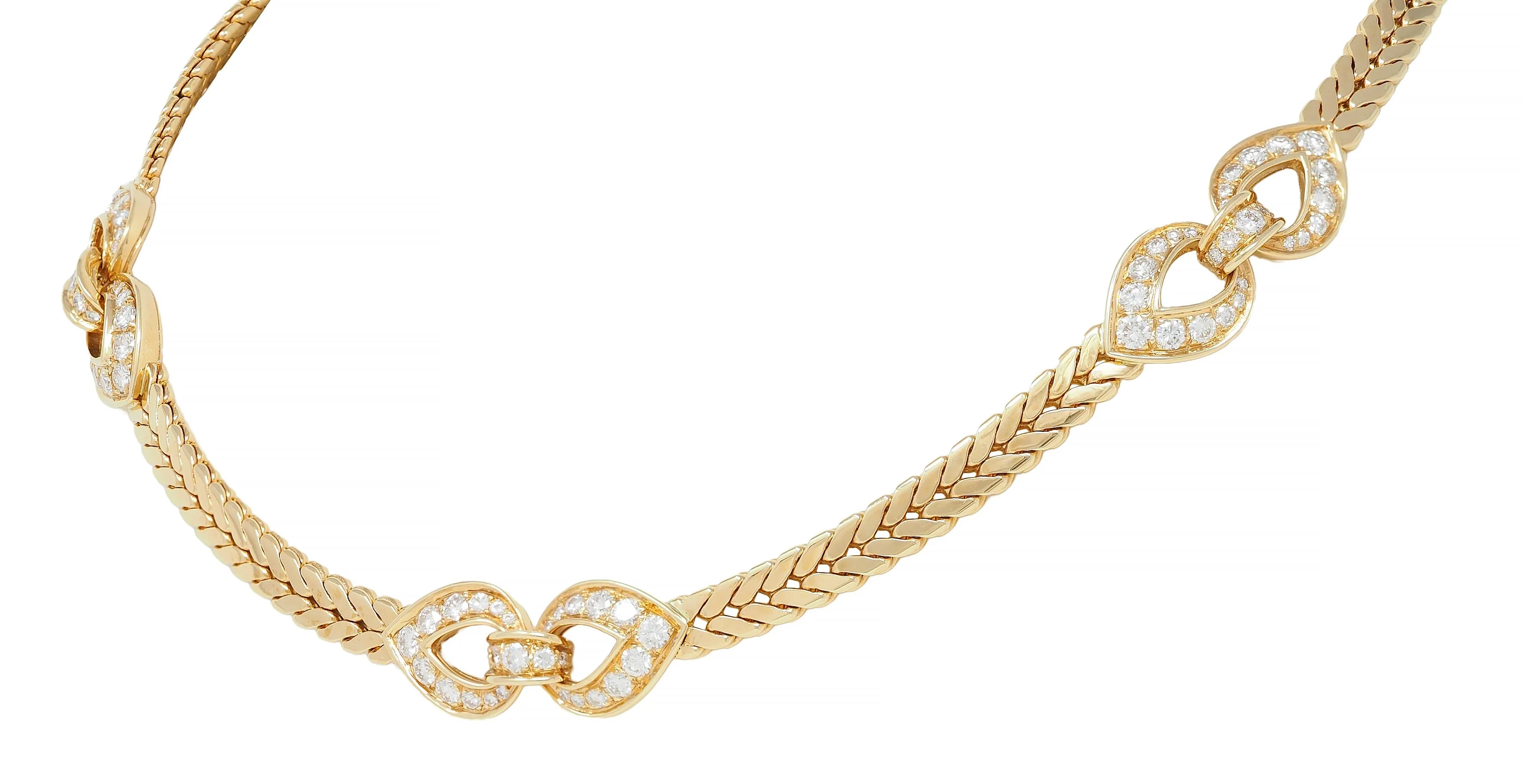 Cartier Paris Georges L'Enfant 3.45 CTW Diamond 18 Karat Yellow Gold Vintage Agrafe Collar Necklace - Image 6