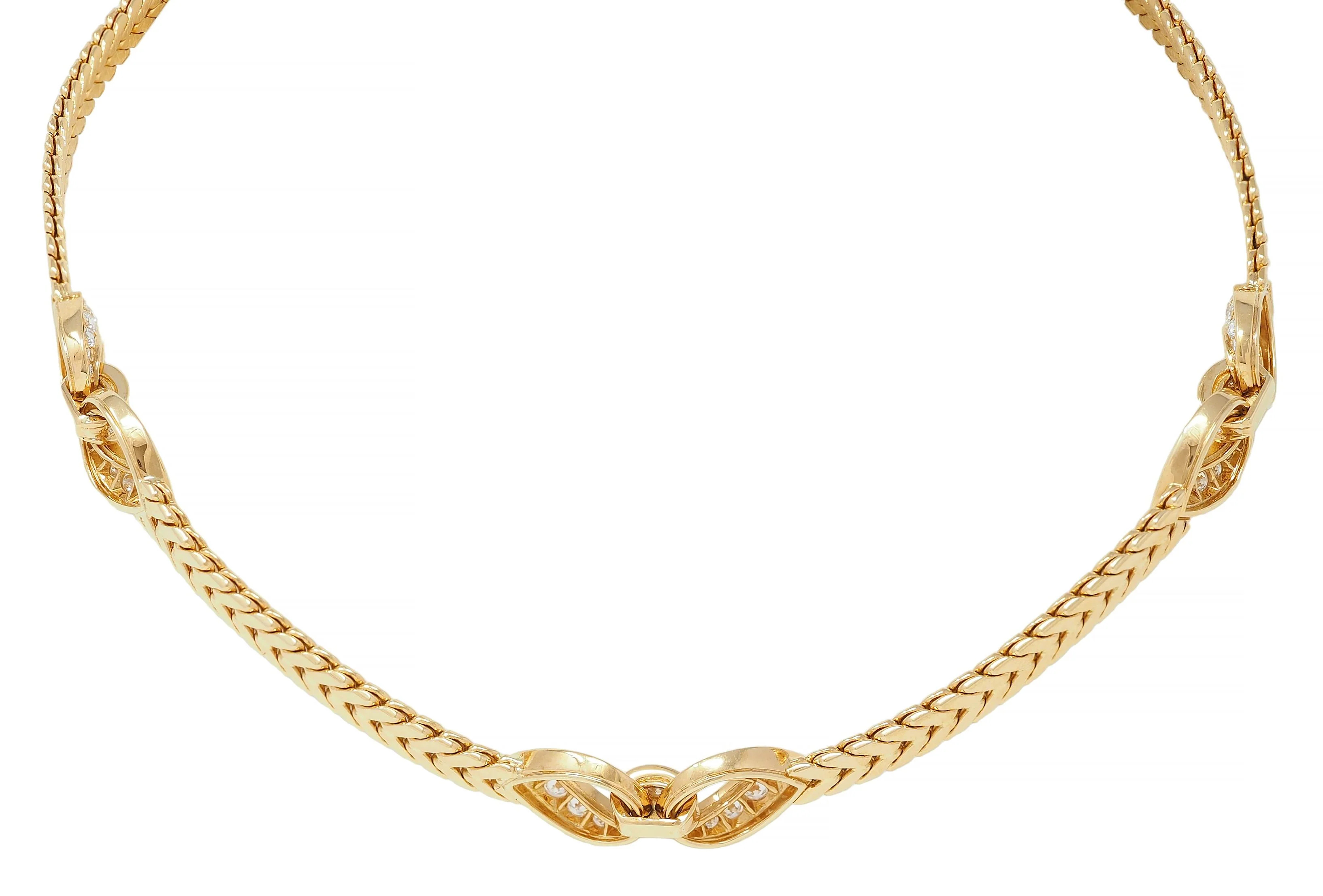 Cartier Paris Georges L'Enfant 3.45 CTW Diamond 18 Karat Yellow Gold Vintage Agrafe Collar Necklace - Image 7