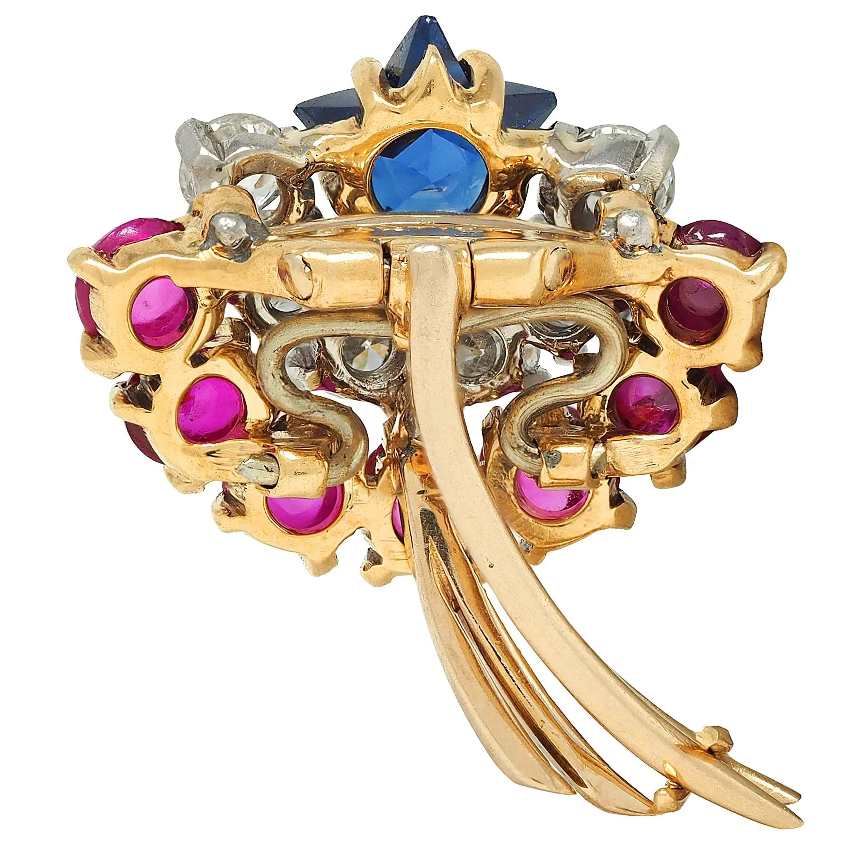 Cartier Retro 14 Karat Yellow Gold Diamond Ruby Sapphire Vintage Shooting Star Unisex Brooch - Image 4