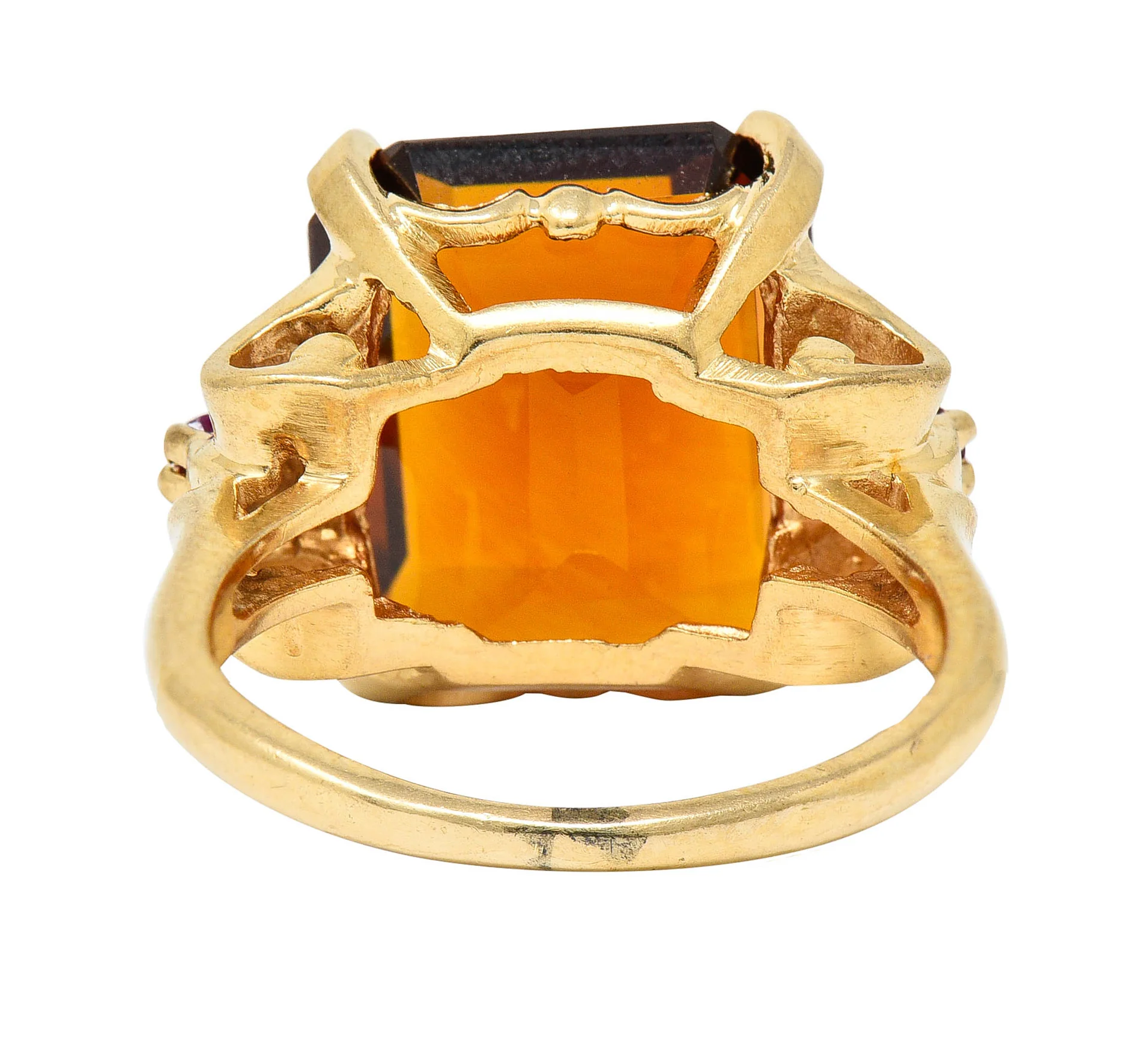 Cartier Retro Citrine Ruby 14 Karat Gold Gemstone Ring - Image 6
