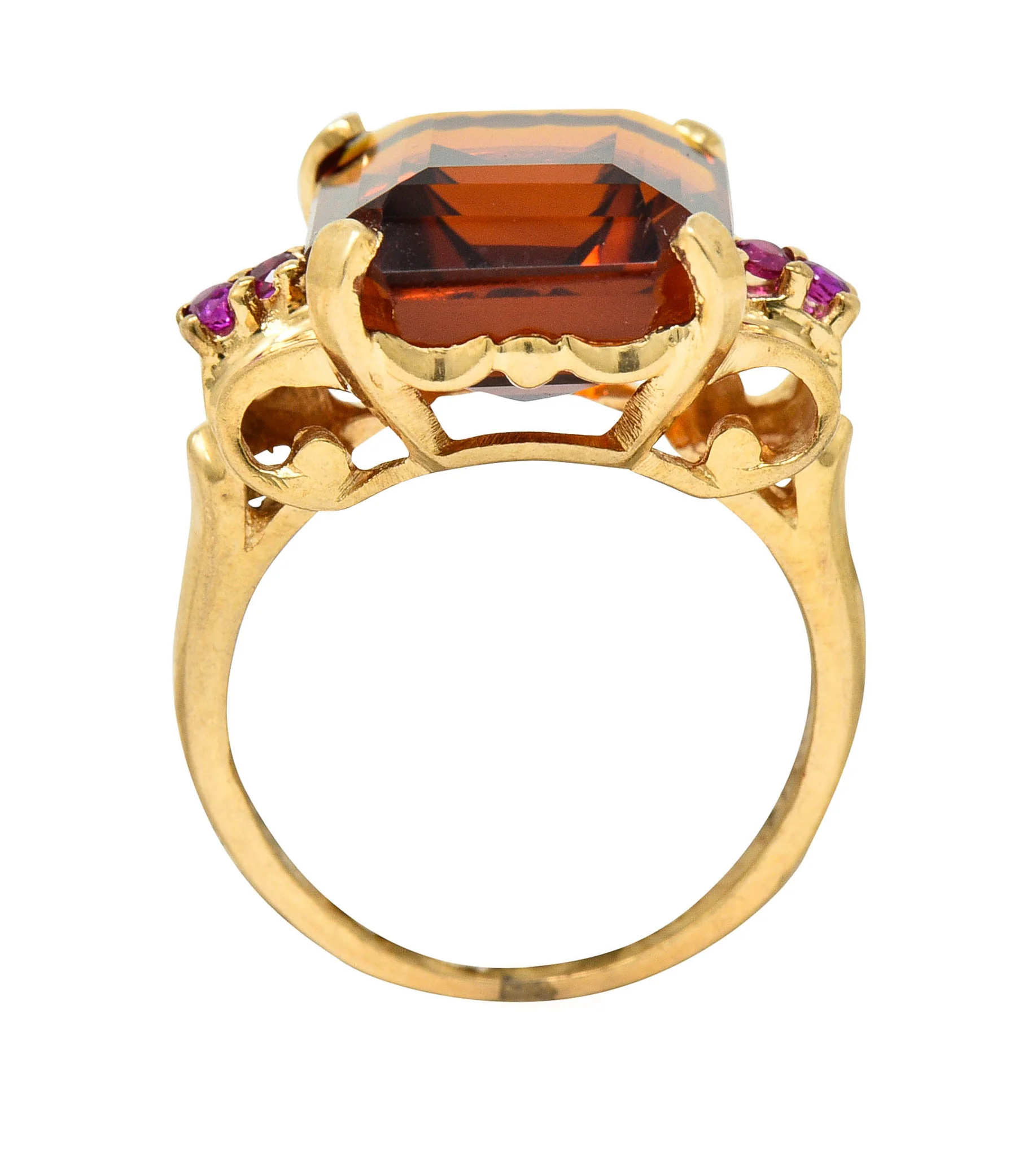 Cartier Retro Citrine Ruby 14 Karat Gold Gemstone Ring - Image 7