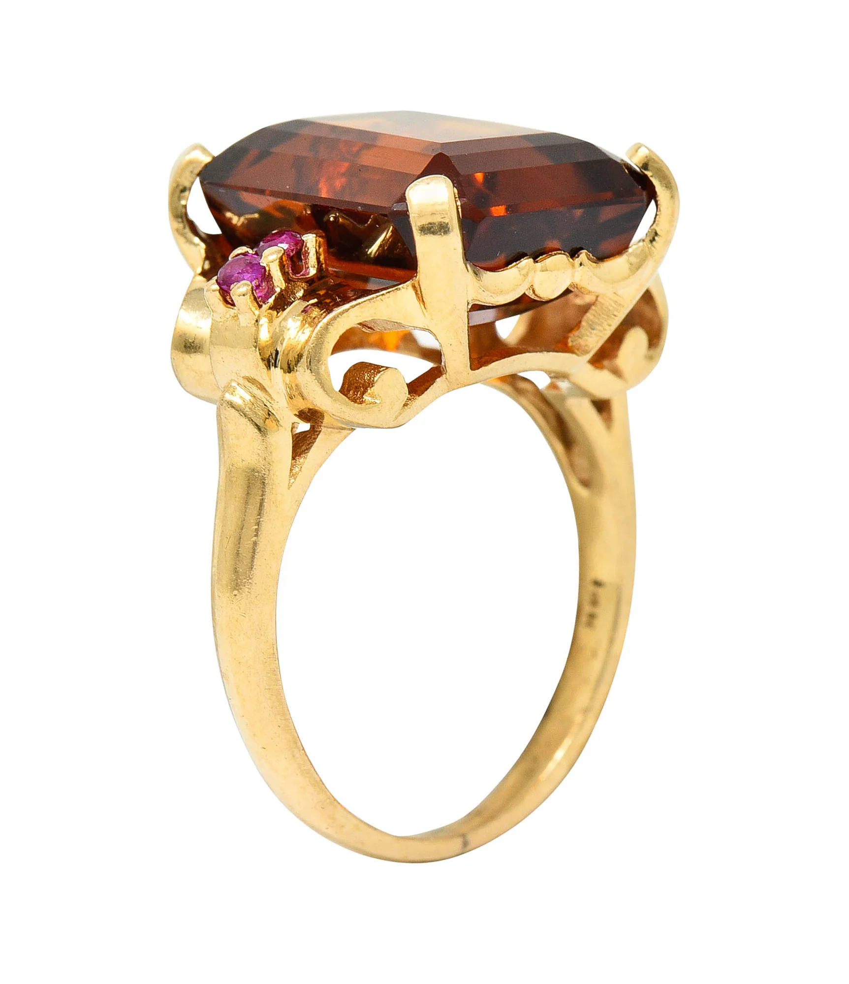 Cartier Retro Citrine Ruby 14 Karat Gold Gemstone Ring - Image 8