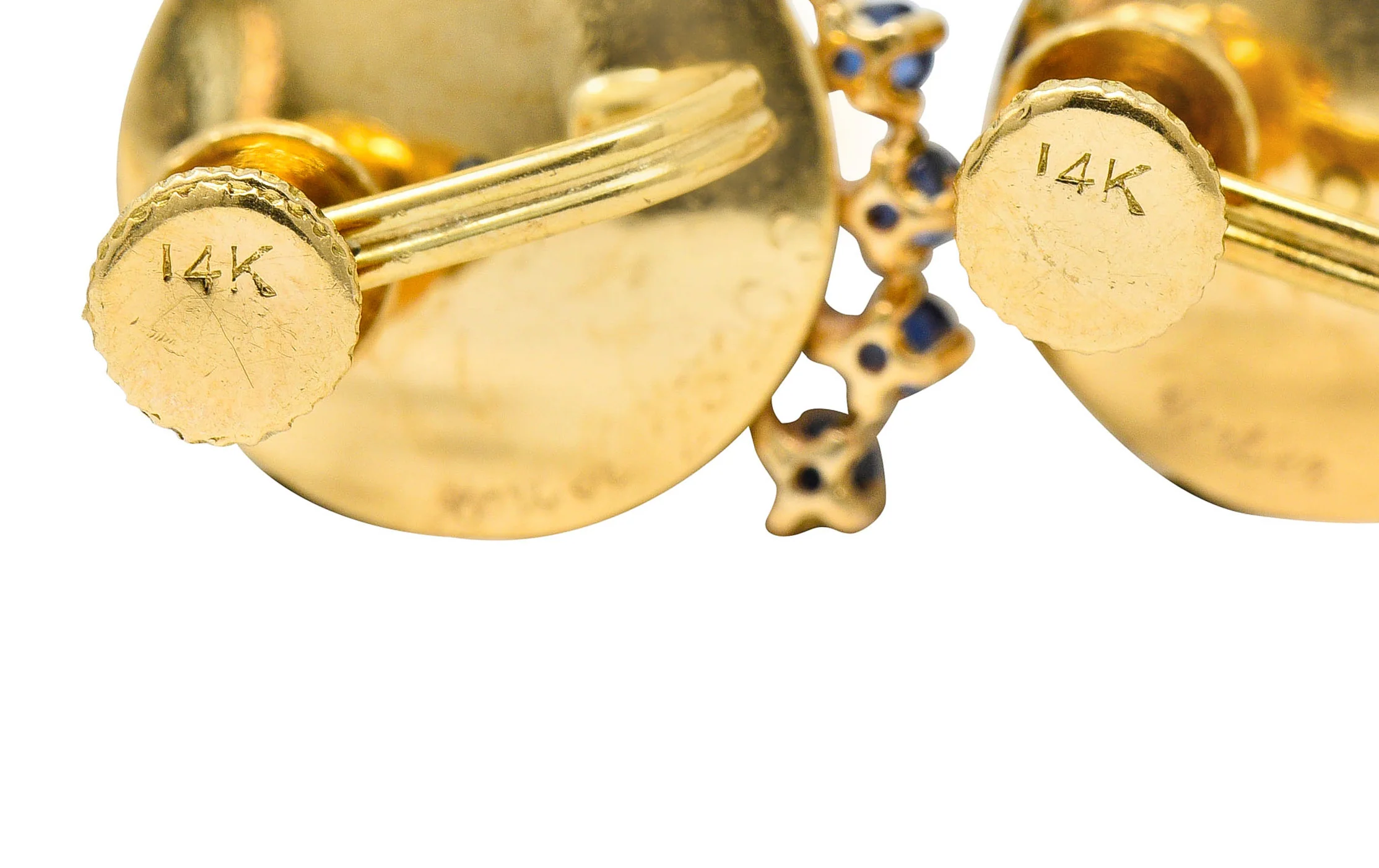 Cartier Retro Sapphire Diamond 14 Karat Gold Screwback Earrings - Image 6
