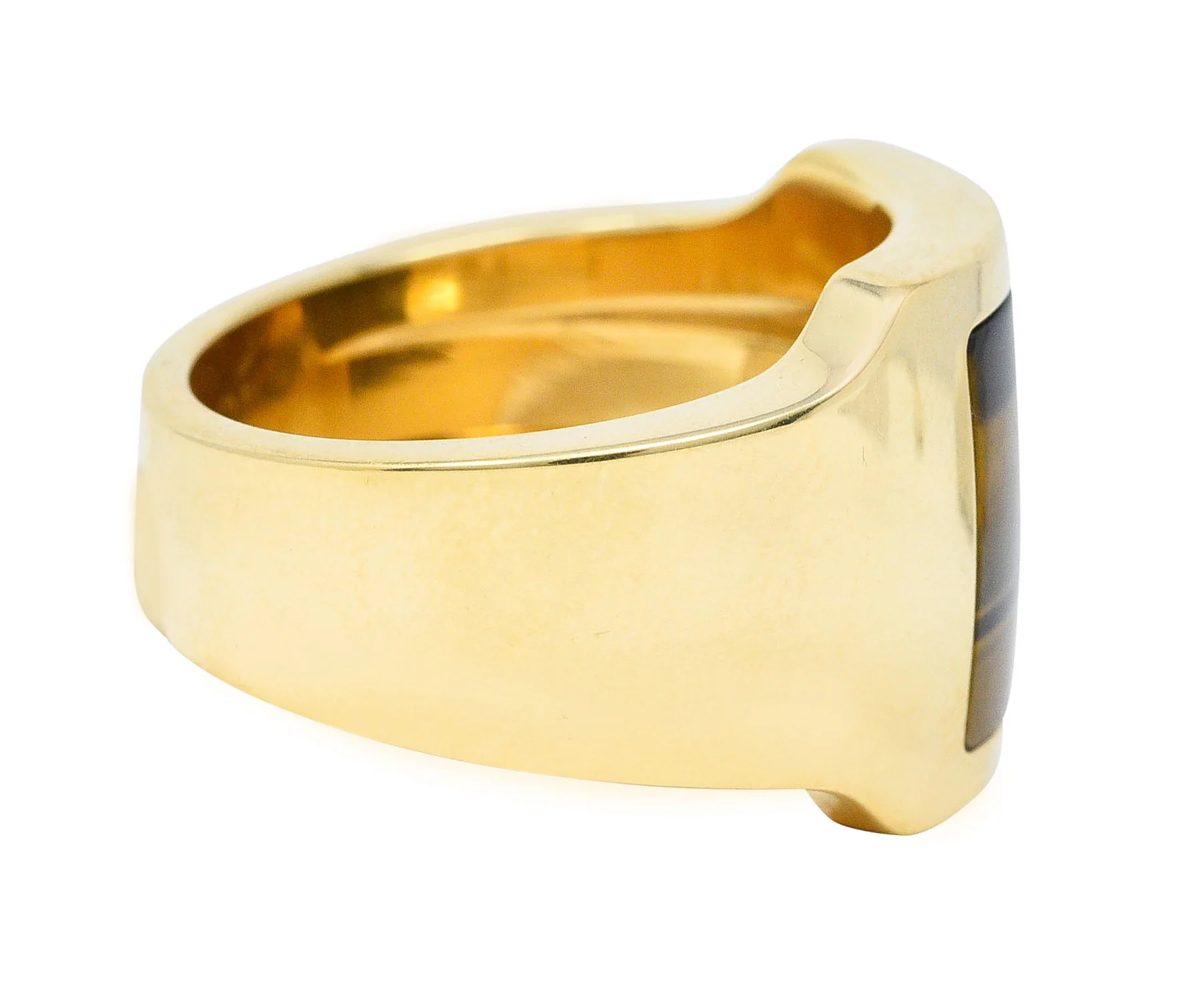 Cartier Tiger's Eye 18 Karat Gold Men's Cushion Santos Dumont Ring - Image 3