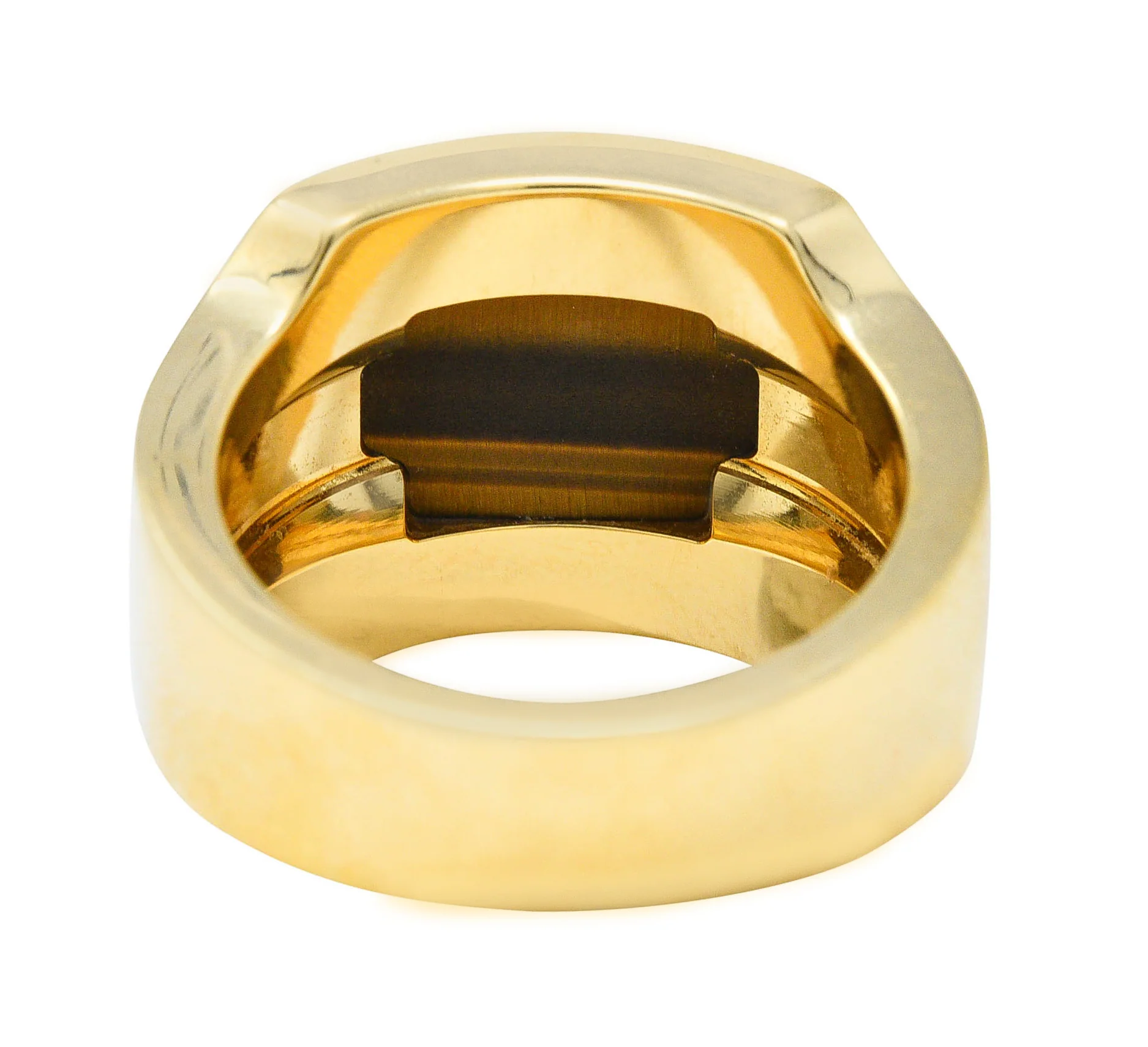 Cartier Tiger's Eye 18 Karat Gold Men's Cushion Santos Dumont Ring - Image 4