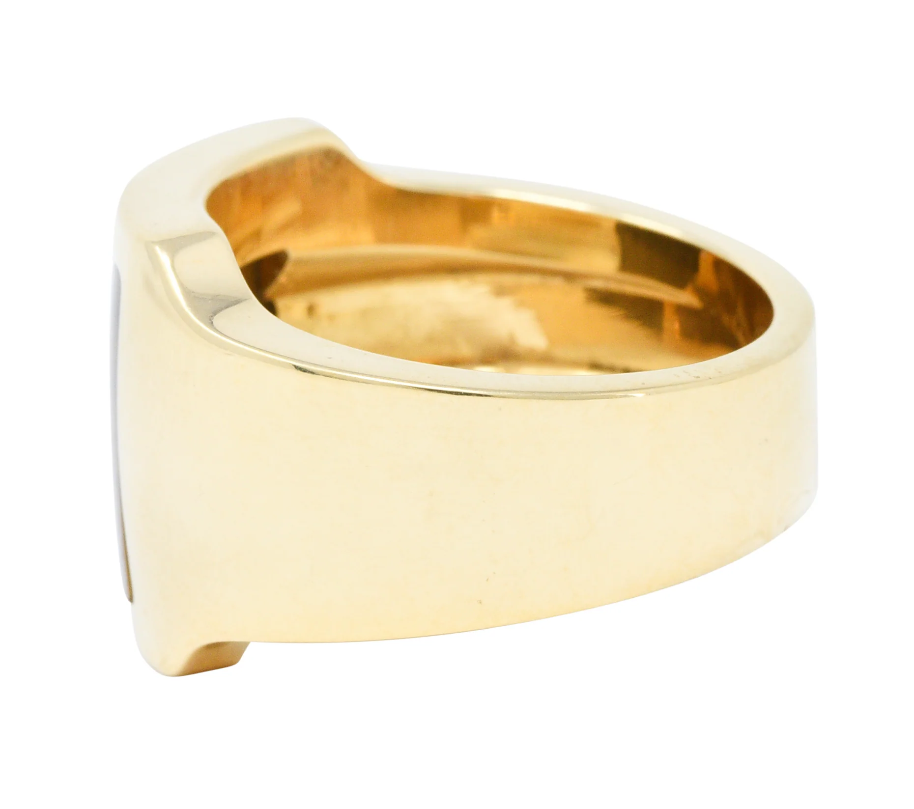 Cartier Tiger's Eye 18 Karat Gold Men's Cushion Santos Dumont Ring - Image 5
