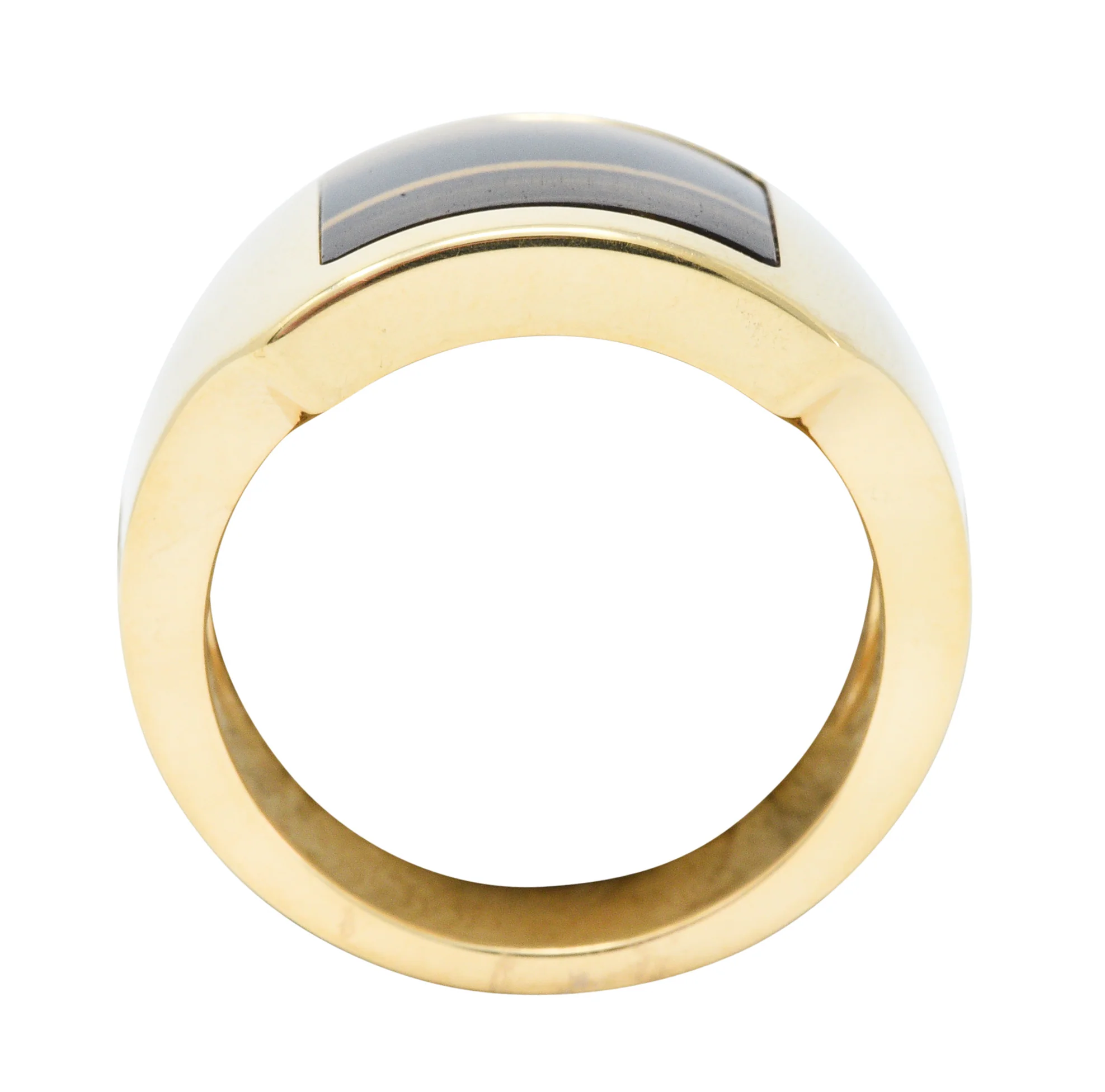 Cartier Tiger's Eye 18 Karat Gold Men's Cushion Santos Dumont Ring - Image 8