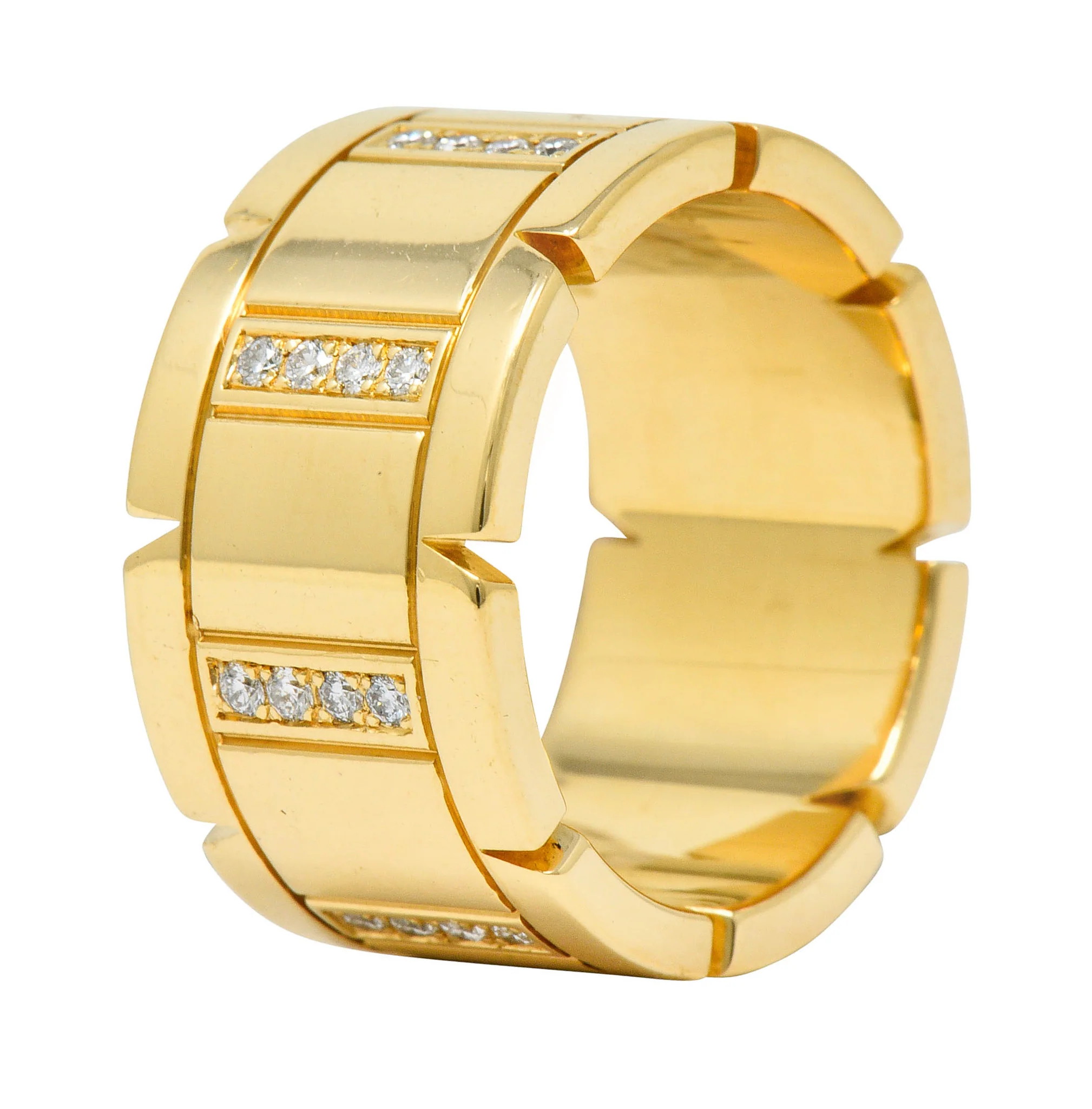 Cartier Vintage Diamond 18 Karat Gold Unisex Tank Francaise Band Ring - Image 6