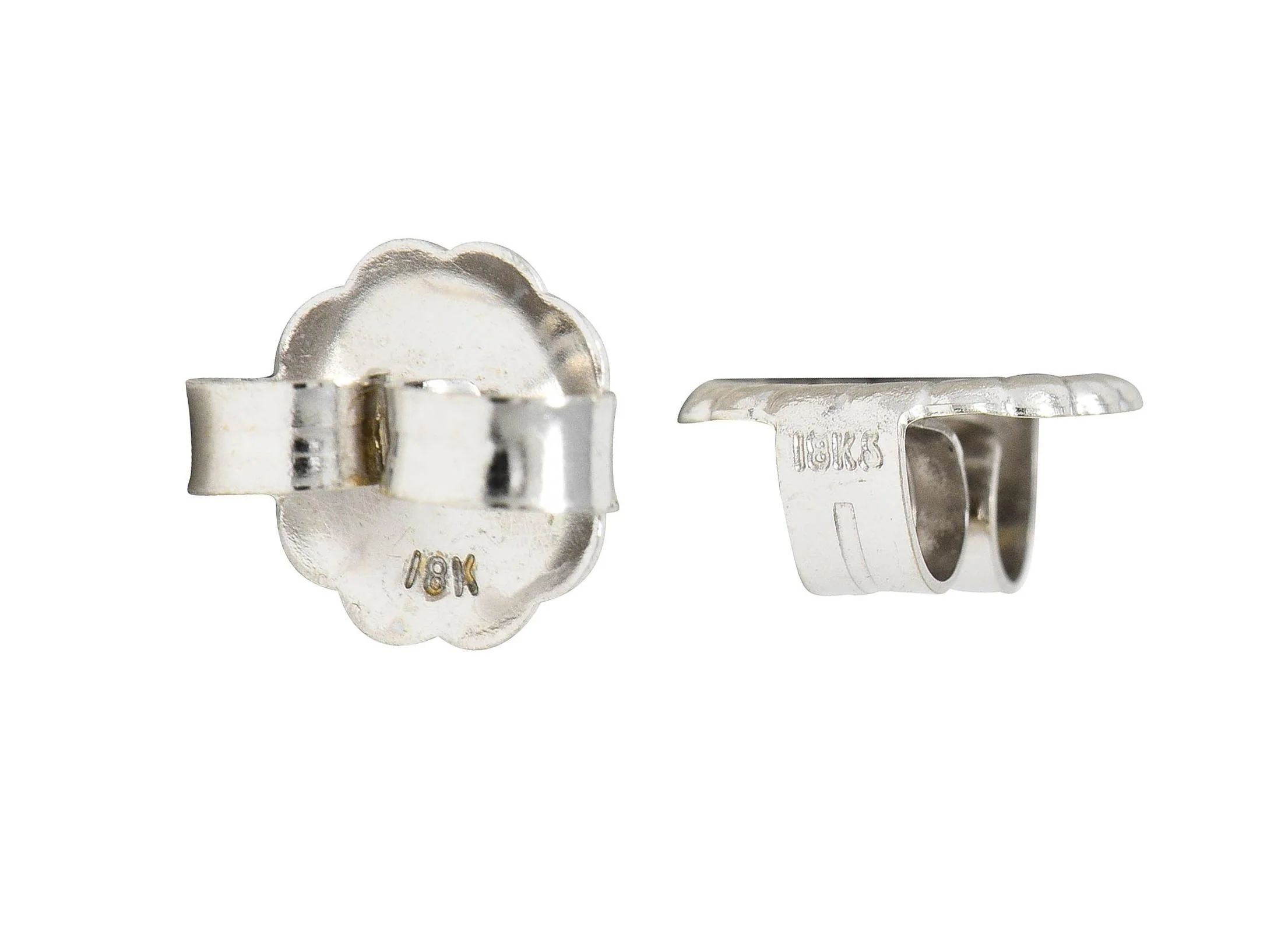 Charles Turi 2000's Pearl Diamond 18 Karat White Gold Cluster Stud Earrings - Image 5