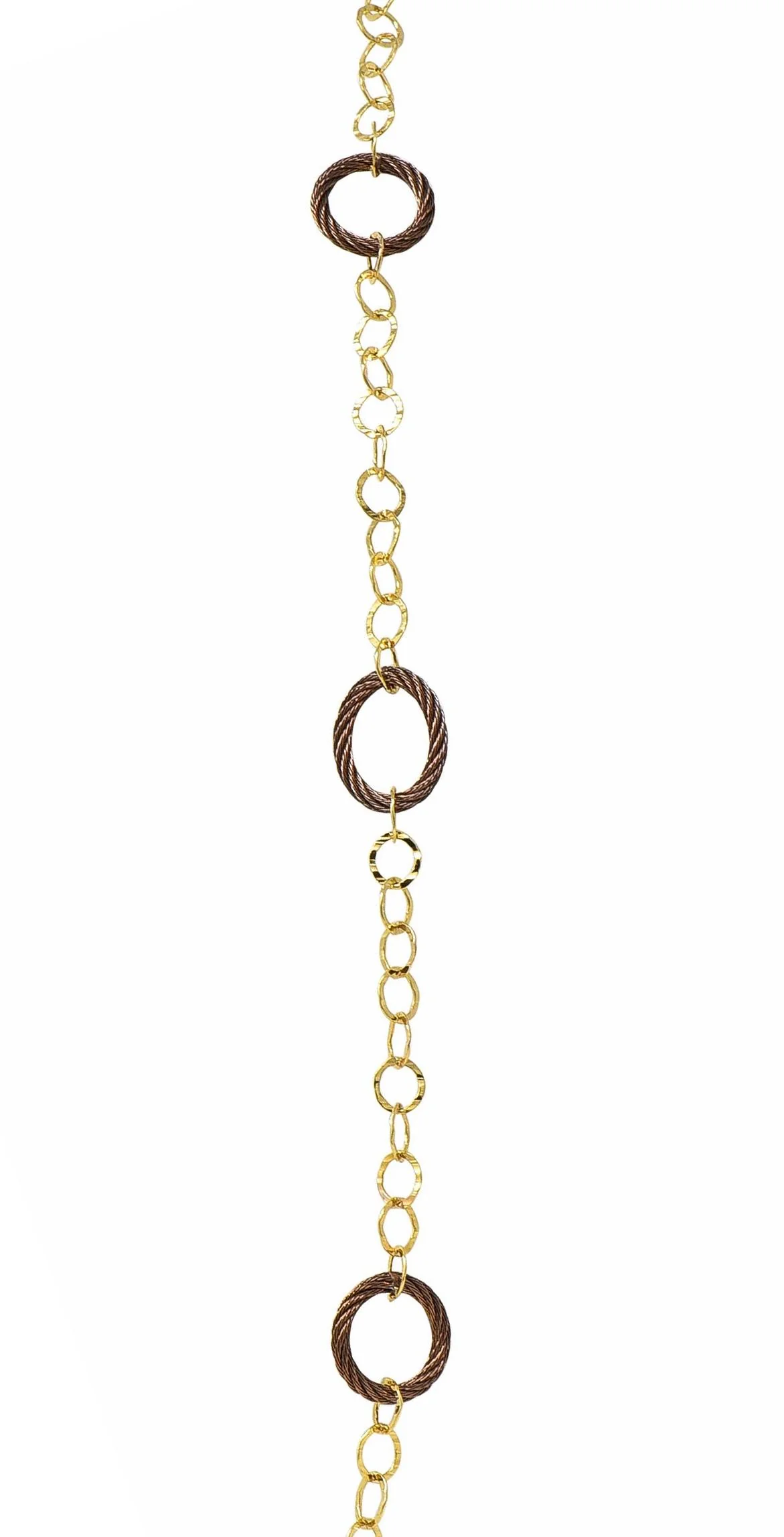 Charriol 2000's Brown Steel 18 Karat Yellow Gold Hammered Celtic Chain Necklace - Image 10