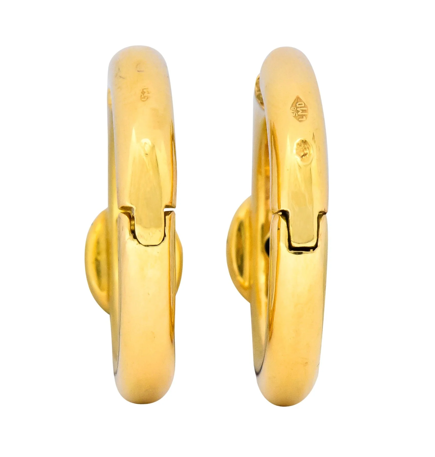 Chaumet Paris Vintage 1.00 CTW Sapphire 18 Karat Gold Hoop Earrings - Image 5