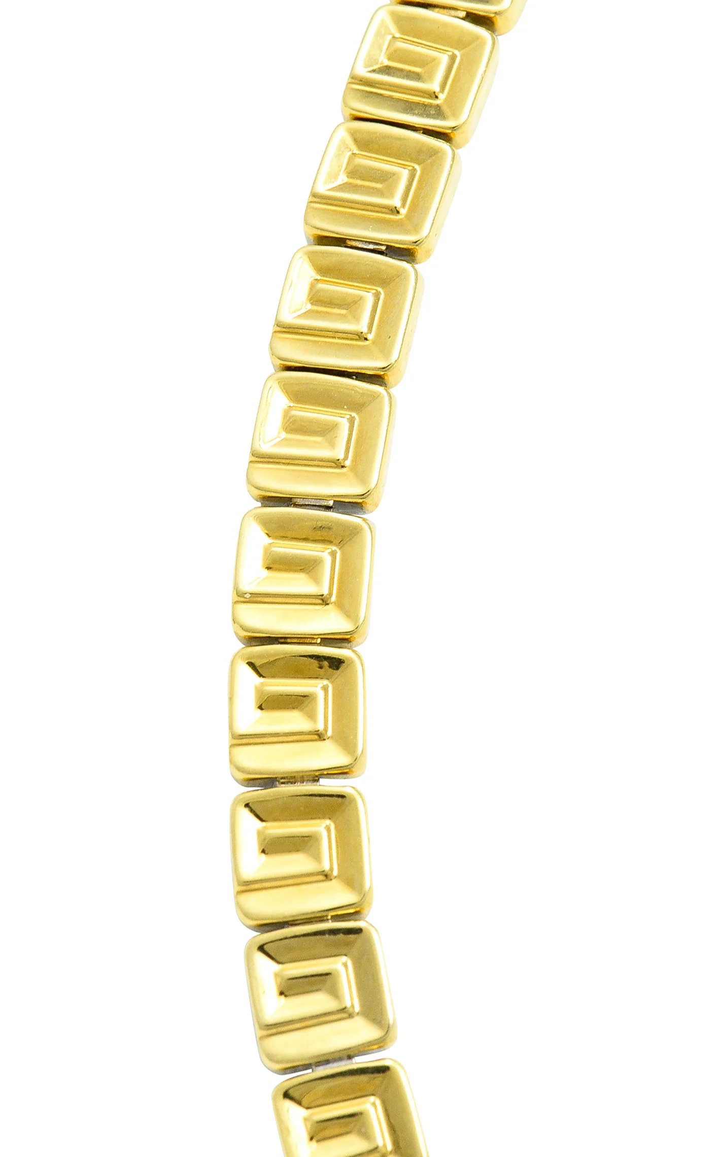 Chimento 18 Karat Two-Tone Gold Greek Key Geometric Square Link Reversible Vintage Necklace - Image 10
