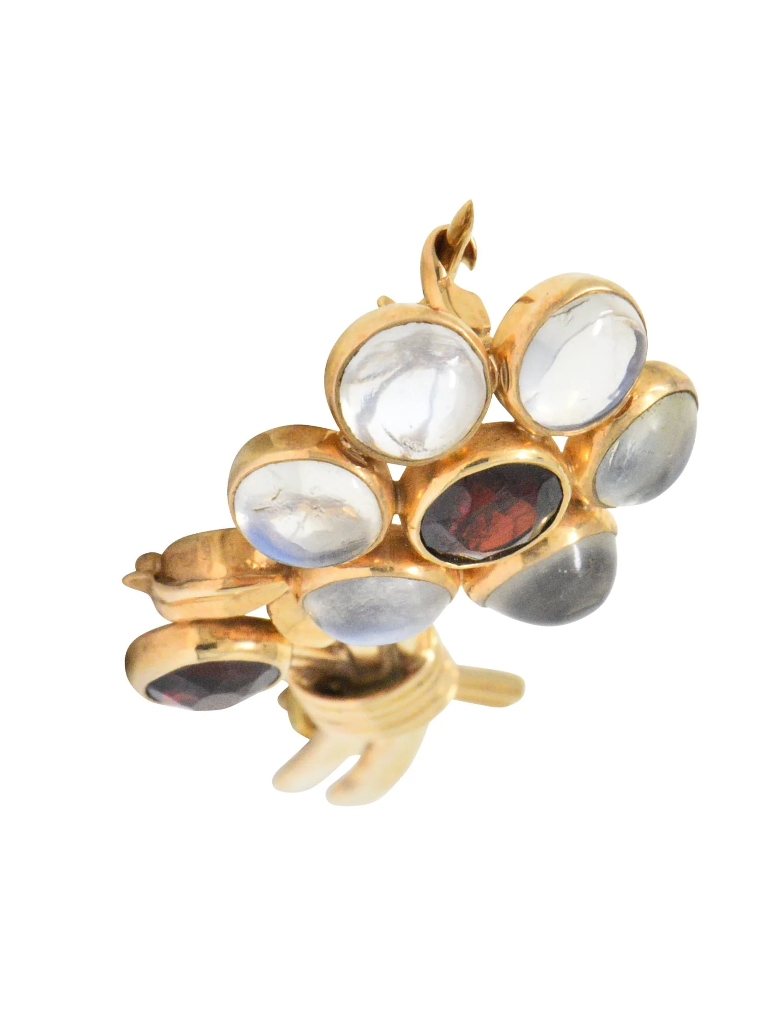 Church & Company 1.50 CTW Garnet Moonstone 14 Karat Rose Gold Flower Brooch - Image 4