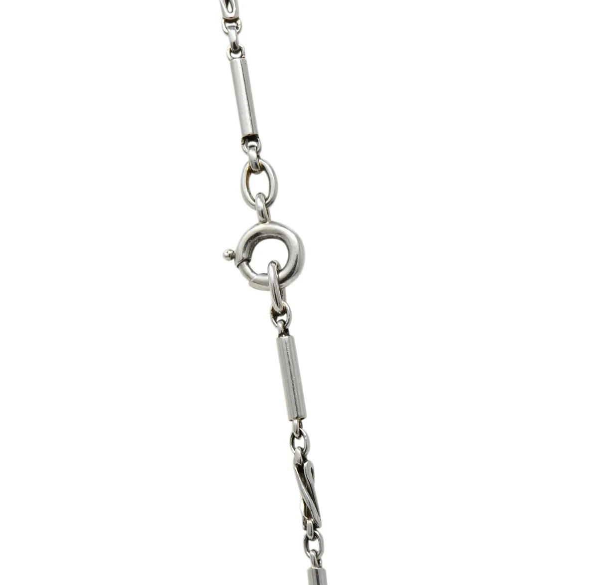 Circa 1910 Edwardian Diamond Natural Pearl Onyx Platinum Long Chain Necklace - Image 10