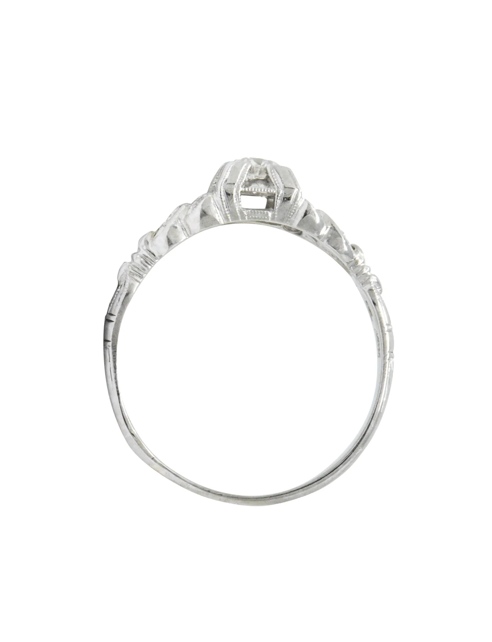 Circa 1940's 0.31 CTW Diamond 18 Karat White Gold Engagement Ring - Image 6