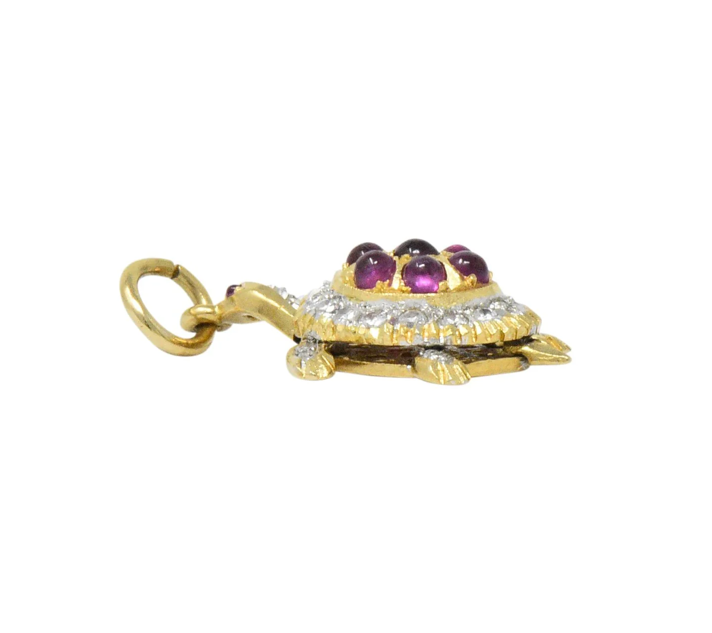 Circa 1980's Vintage 0.56 CTW Diamond Ruby 18 Karat Gold Turtle Charm - Image 4