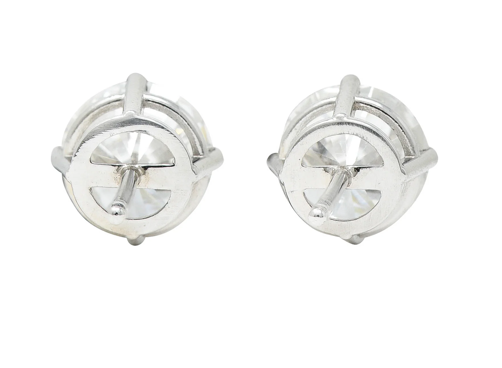 Classic 2.04 CTW Diamond 18 Karat White Gold Stud Earrings GIA - Image 3