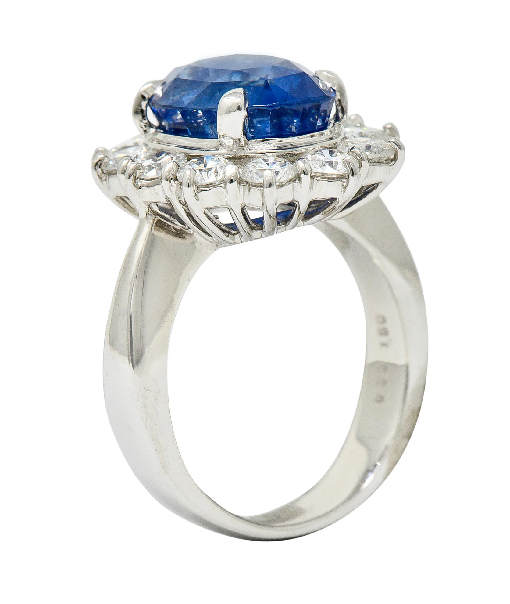 Classic 8.38 CTW No Heat Ceylon Sapphire Diamond Platinum Cluster Ring GIA AGL - Image 8
