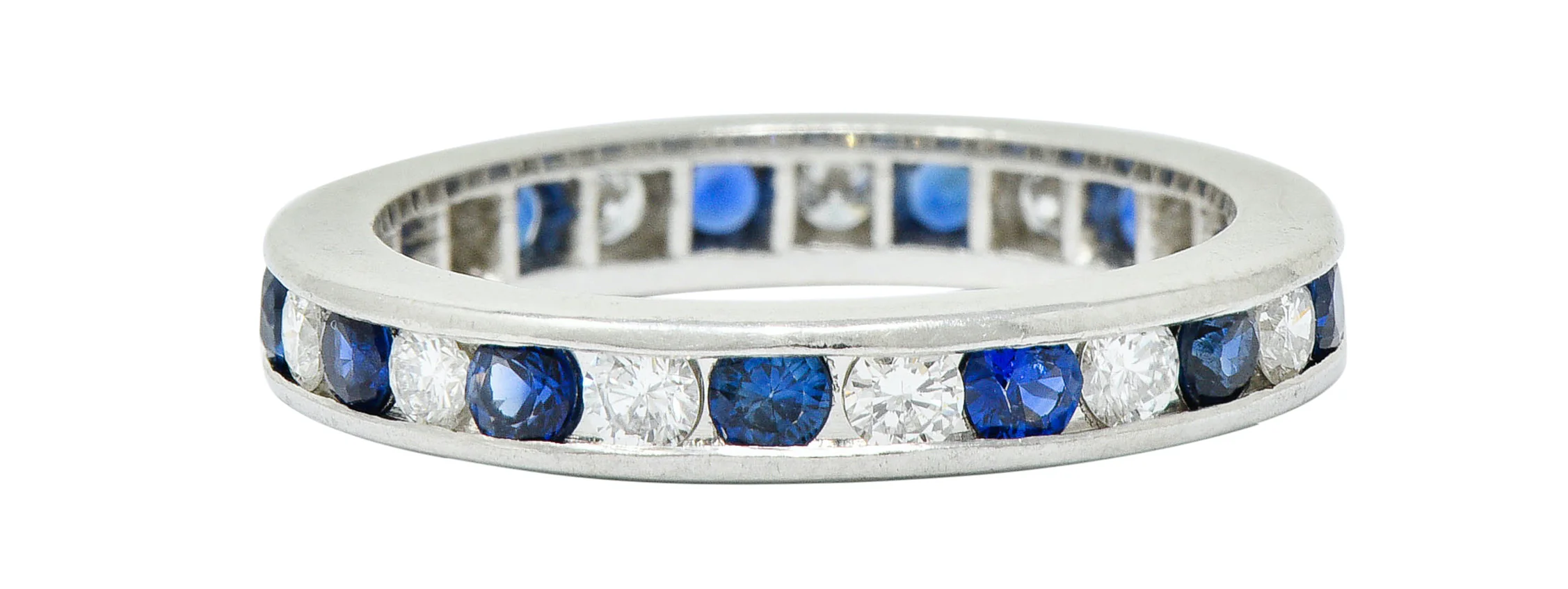 Classic Sapphire Diamond Platinum Eternity Band Stack Ring