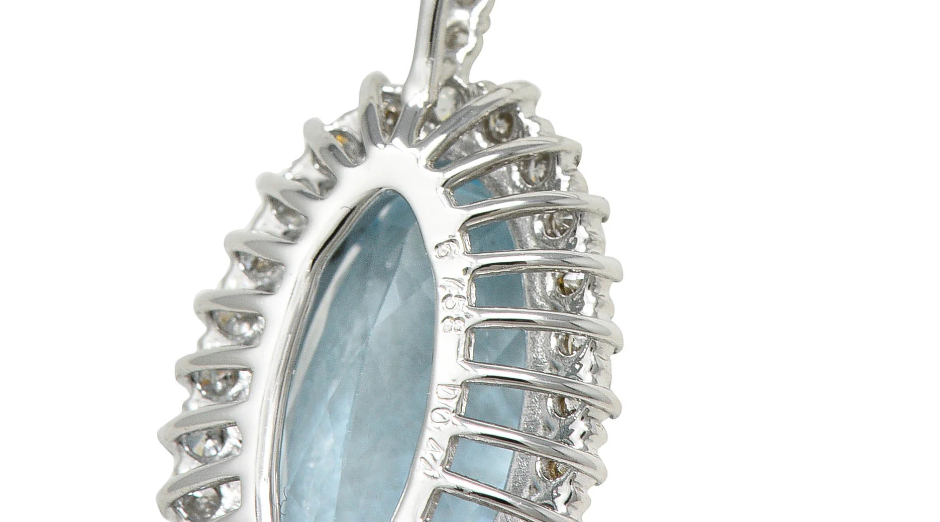 Cluster 7.19 CTW Aquamarine Diamond 14 Karat White Gold Pendant Necklace - Image 10