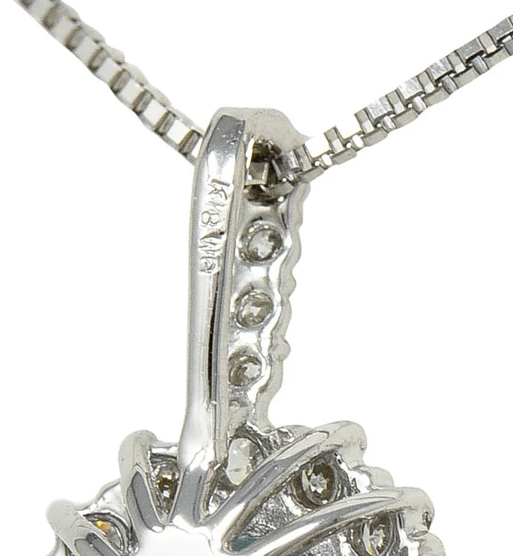 Cluster 7.19 CTW Aquamarine Diamond 14 Karat White Gold Pendant Necklace - Image 6