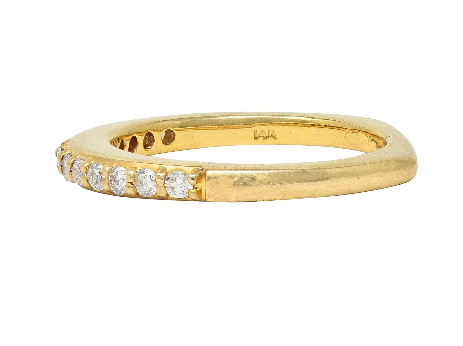 Contemporary 0.26 CTW Diamond 14 Karat Yellow Gold Stacking Band Ring - Image 6