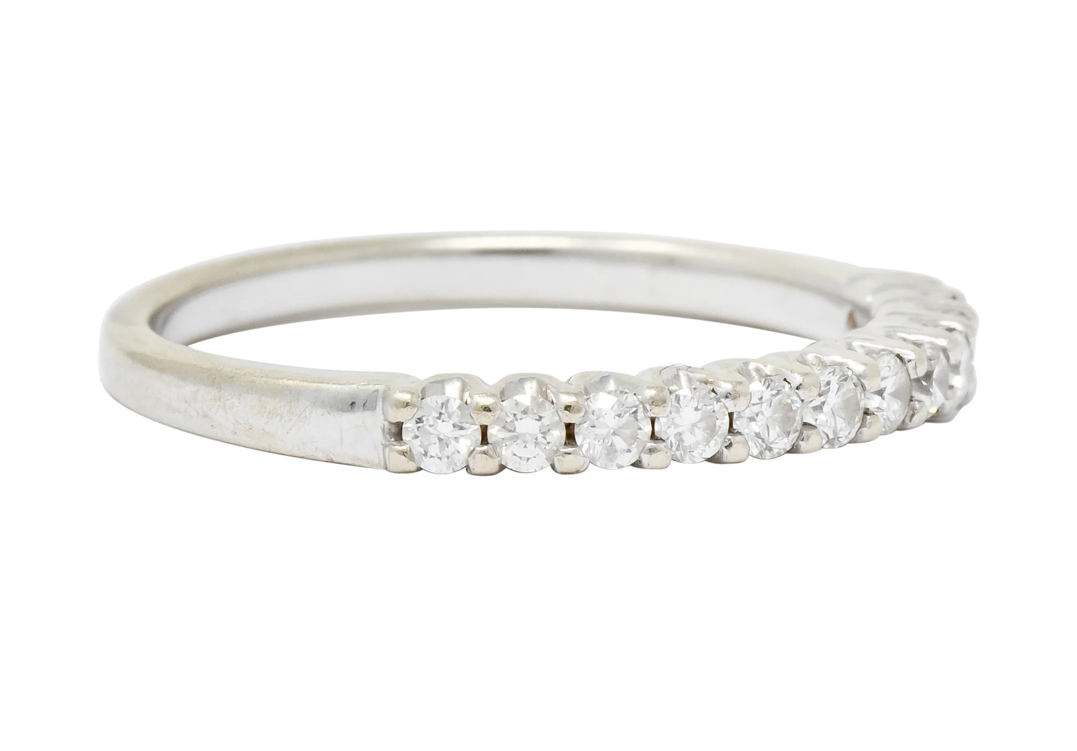 Contemporary 0.33 CTW Diamond 18 Karat White Gold Anniversary Band Ring - Image 2