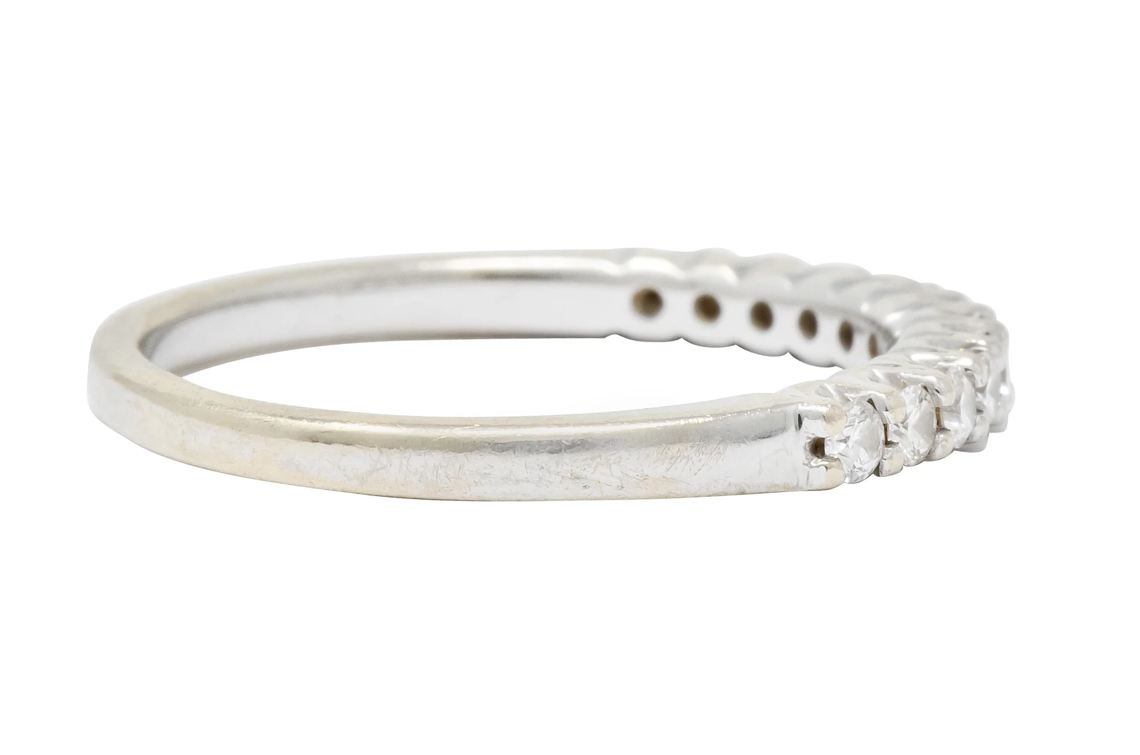 Contemporary 0.33 CTW Diamond 18 Karat White Gold Anniversary Band Ring - Image 3