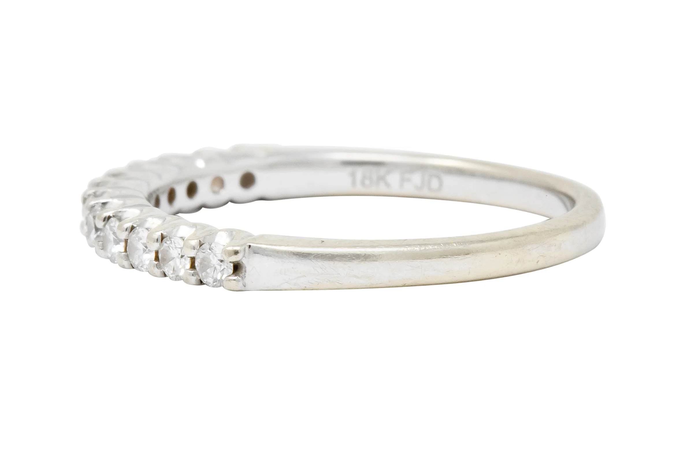 Contemporary 0.33 CTW Diamond 18 Karat White Gold Anniversary Band Ring - Image 5