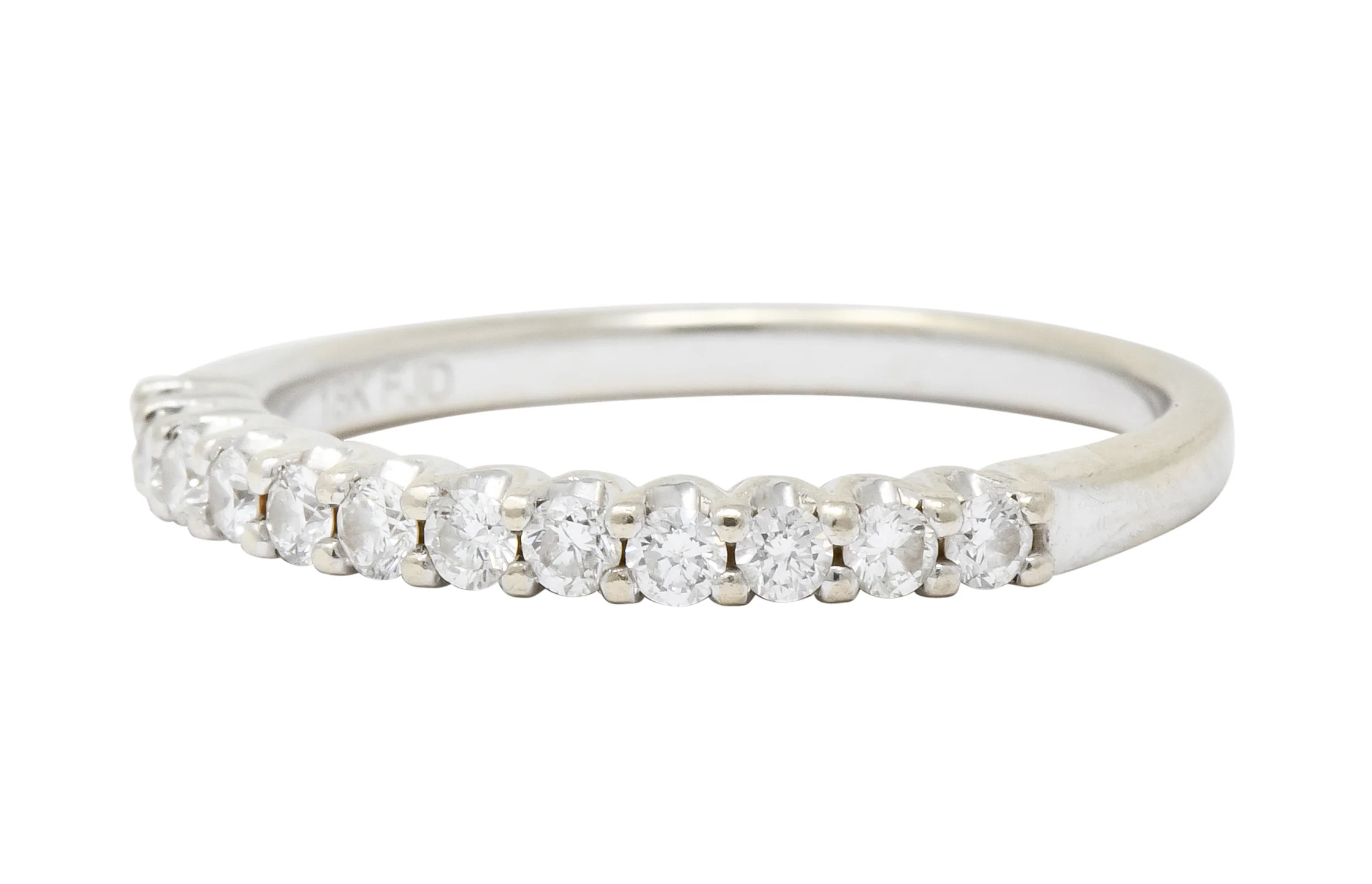 Contemporary 0.33 CTW Diamond 18 Karat White Gold Anniversary Band Ring - Image 6