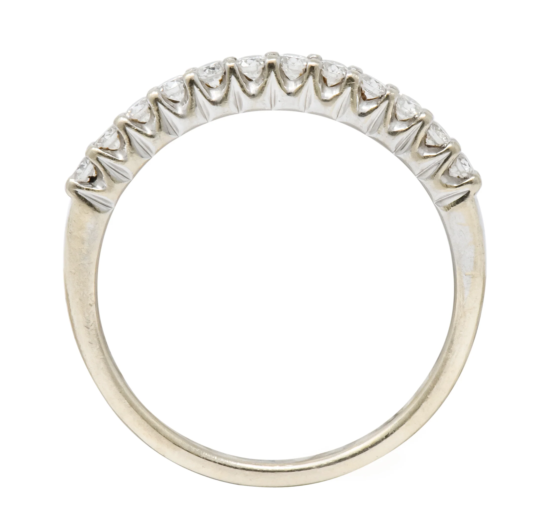 Contemporary 0.33 CTW Diamond 18 Karat White Gold Anniversary Band Ring - Image 8