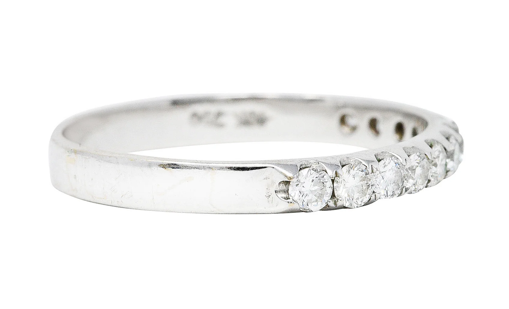 Contemporary 0.36 CTW Diamond 18 Karat White Gold Anniversary Band Ring - Image 2