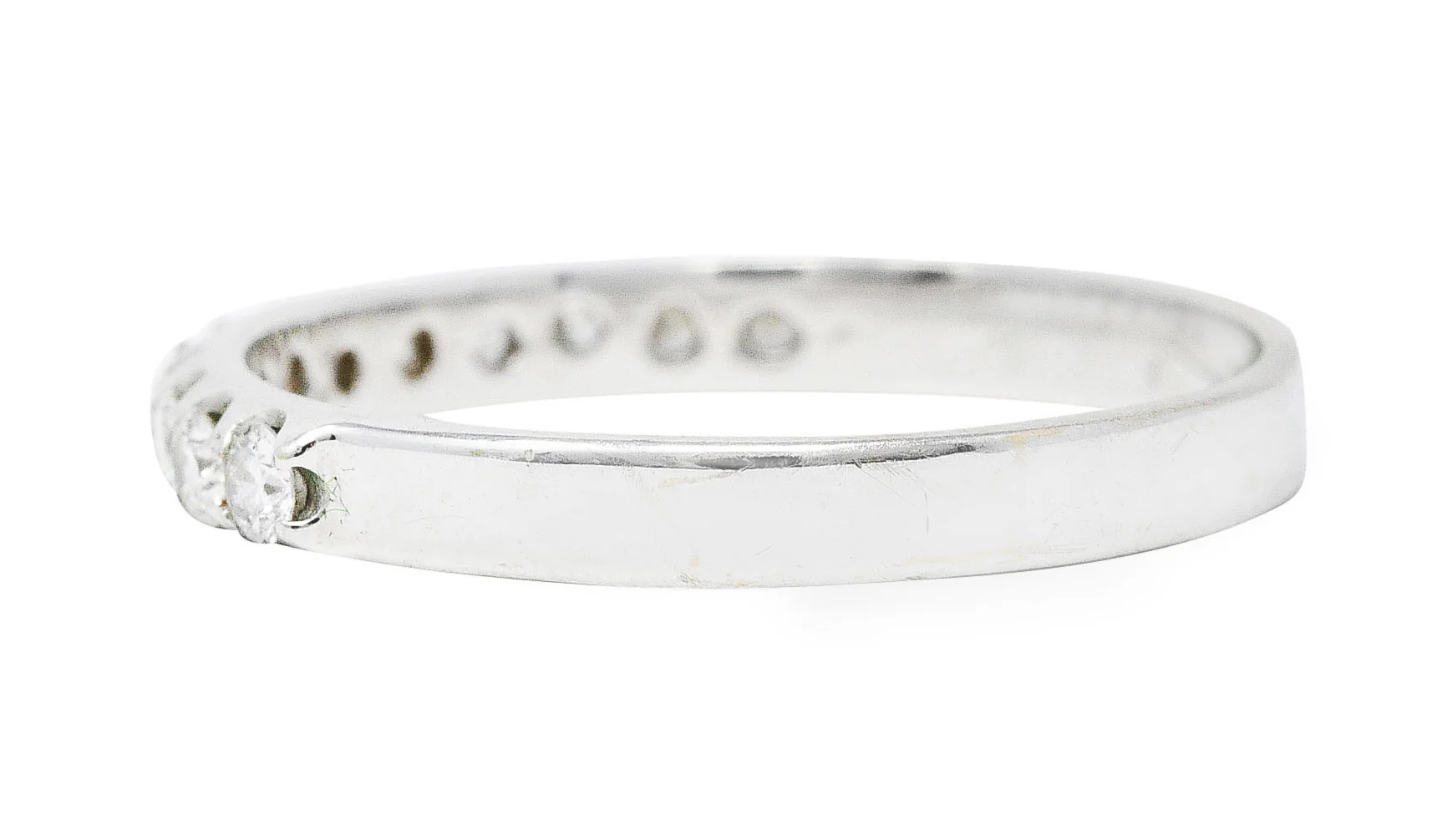 Contemporary 0.36 CTW Diamond 18 Karat White Gold Anniversary Band Ring - Image 5
