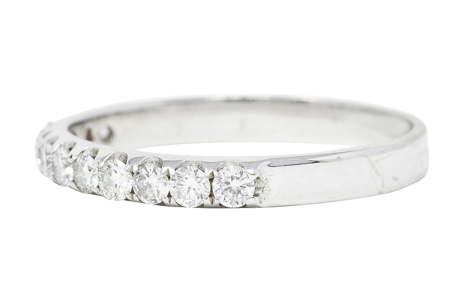 Contemporary 0.36 CTW Diamond 18 Karat White Gold Anniversary Band Ring - Image 6