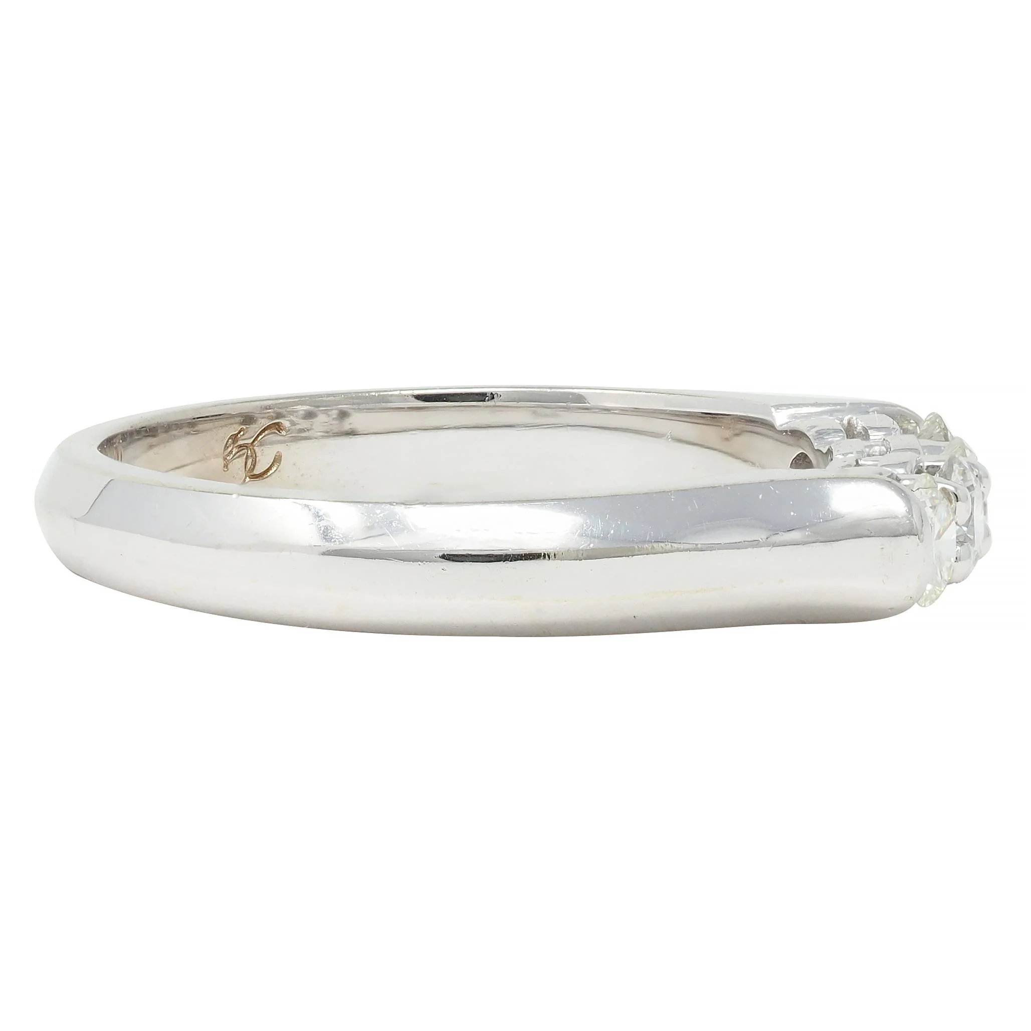 Contemporary 0.40 CTW Diamond 14 Karat White Gold Four Stone Stacking Band Ring - Image 3