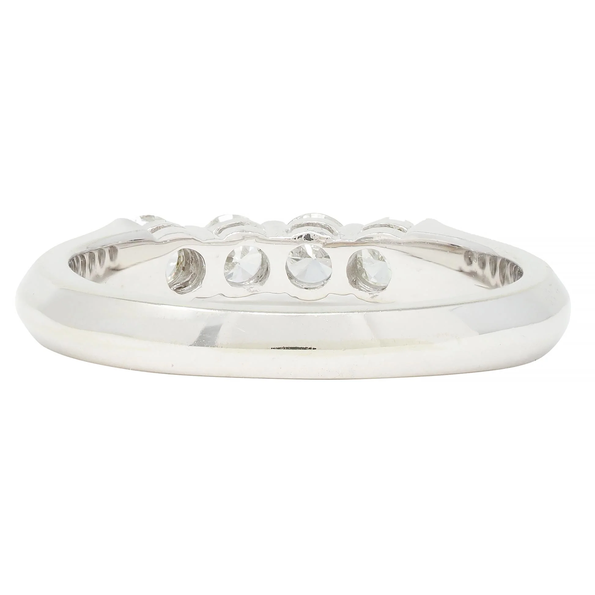 Contemporary 0.40 CTW Diamond 14 Karat White Gold Four Stone Stacking Band Ring - Image 4