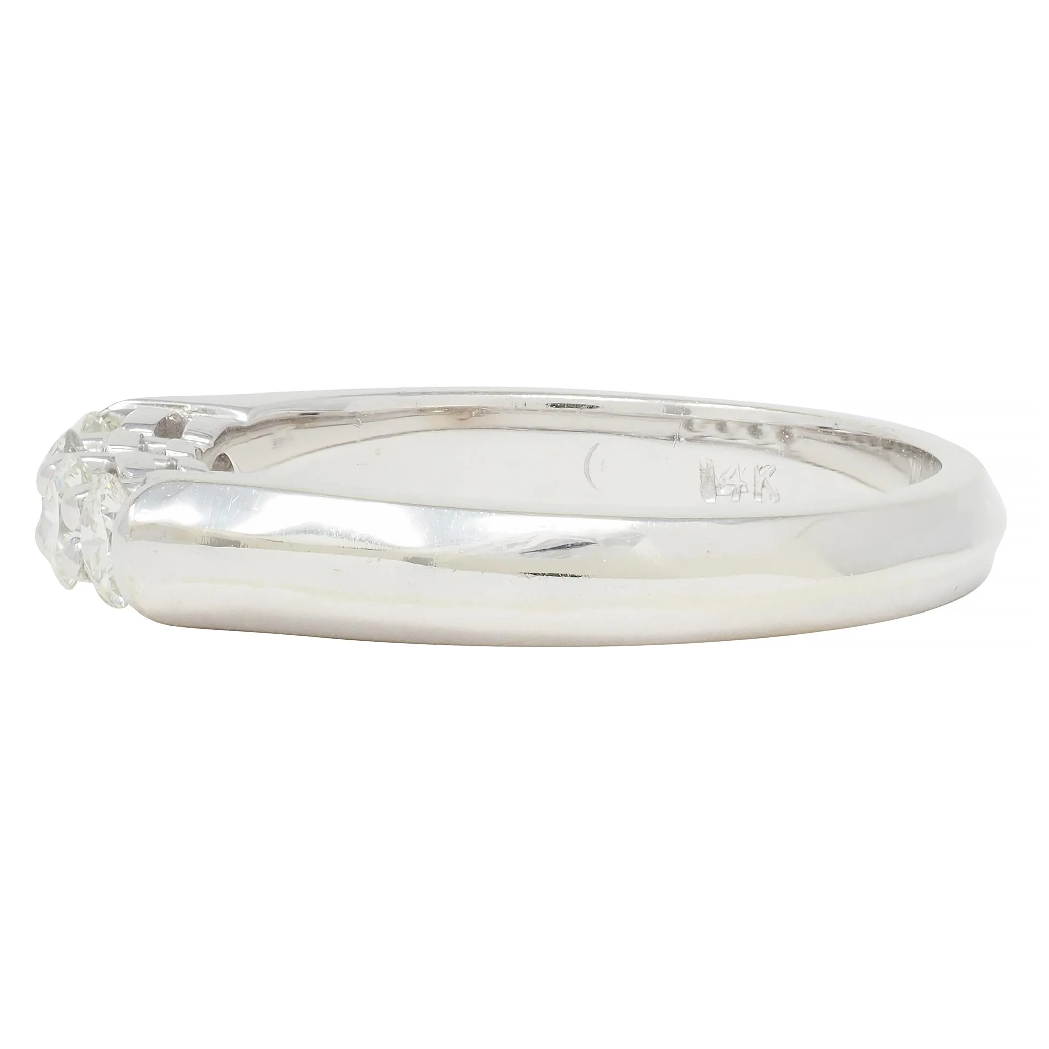 Contemporary 0.40 CTW Diamond 14 Karat White Gold Four Stone Stacking Band Ring - Image 5