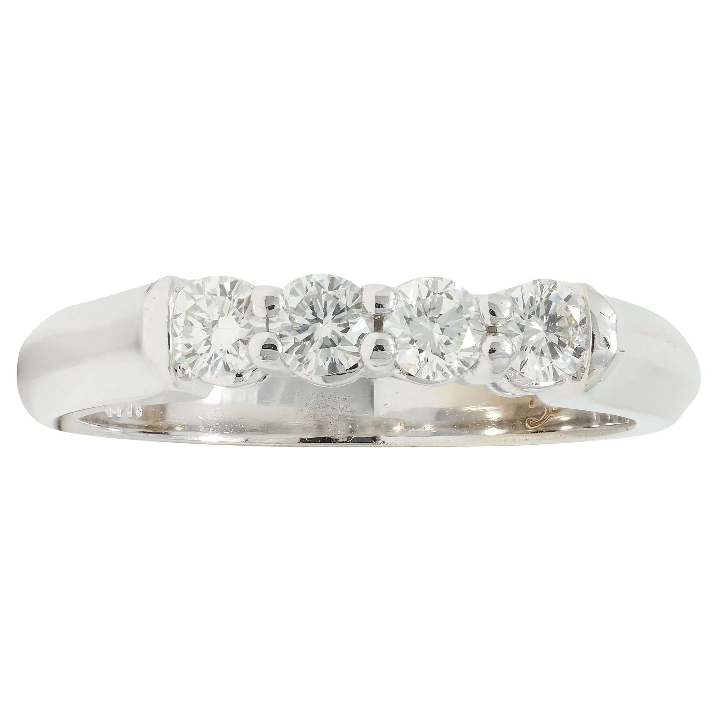 Contemporary 0.40 CTW Diamond 14 Karat White Gold Four Stone Stacking Band Ring - Image 9