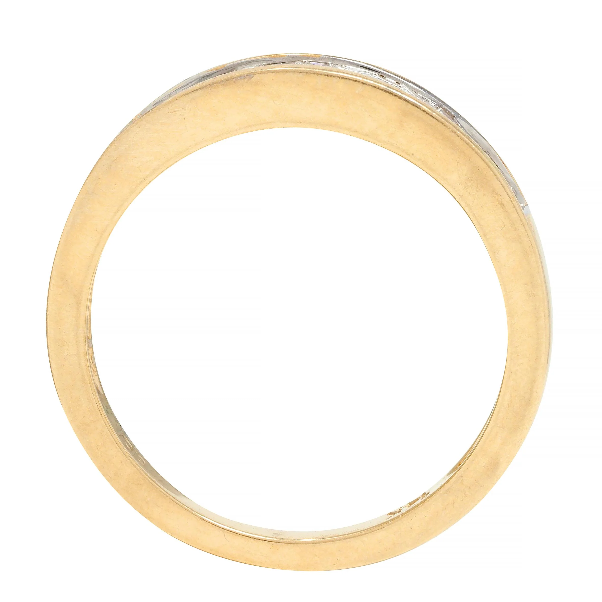Contemporary 0.44 CTW Princess Cut Diamond 14 Karat Yellow Gold Band Ring - Image 10