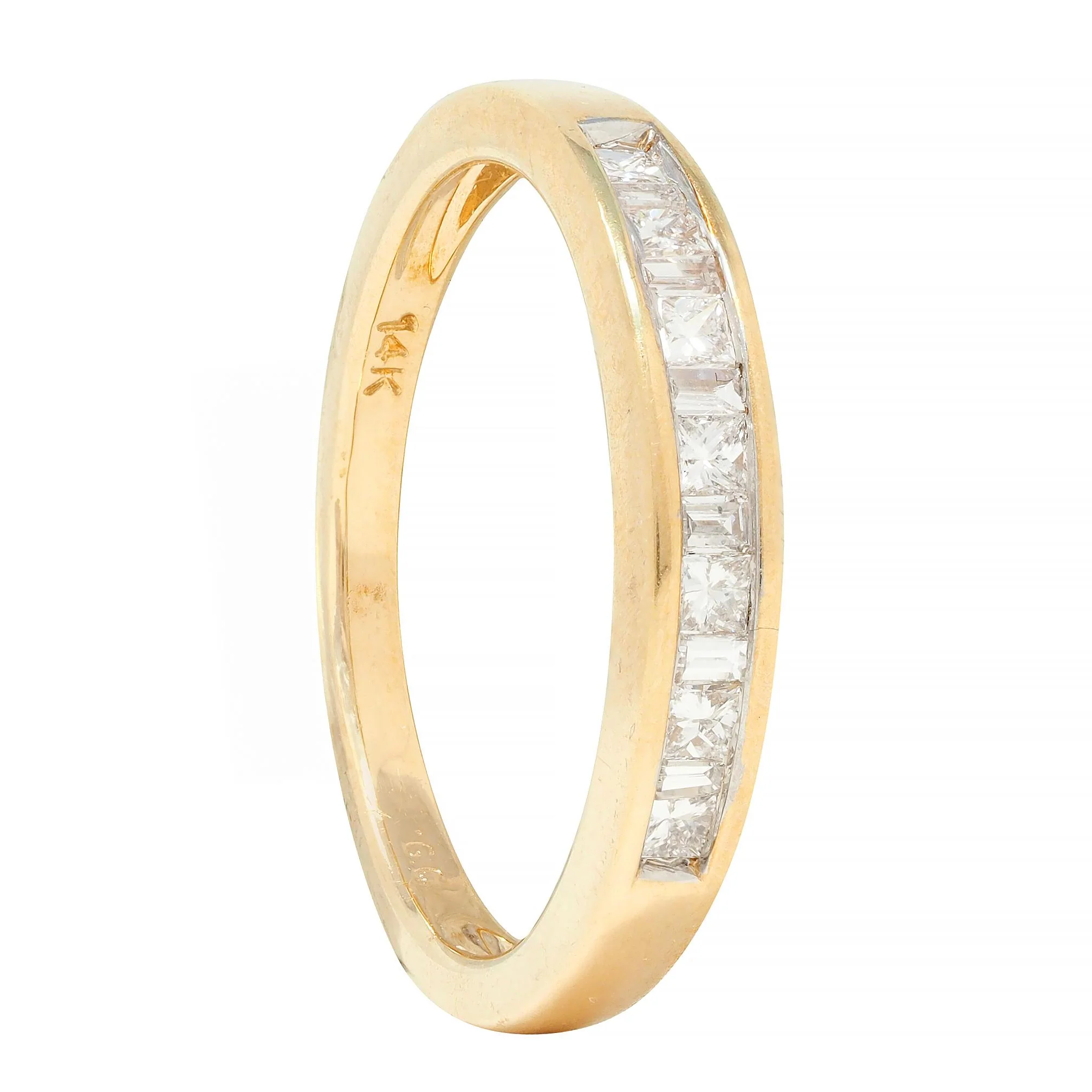 Contemporary 0.44 CTW Princess Cut Diamond 14 Karat Yellow Gold Band Ring - Image 11