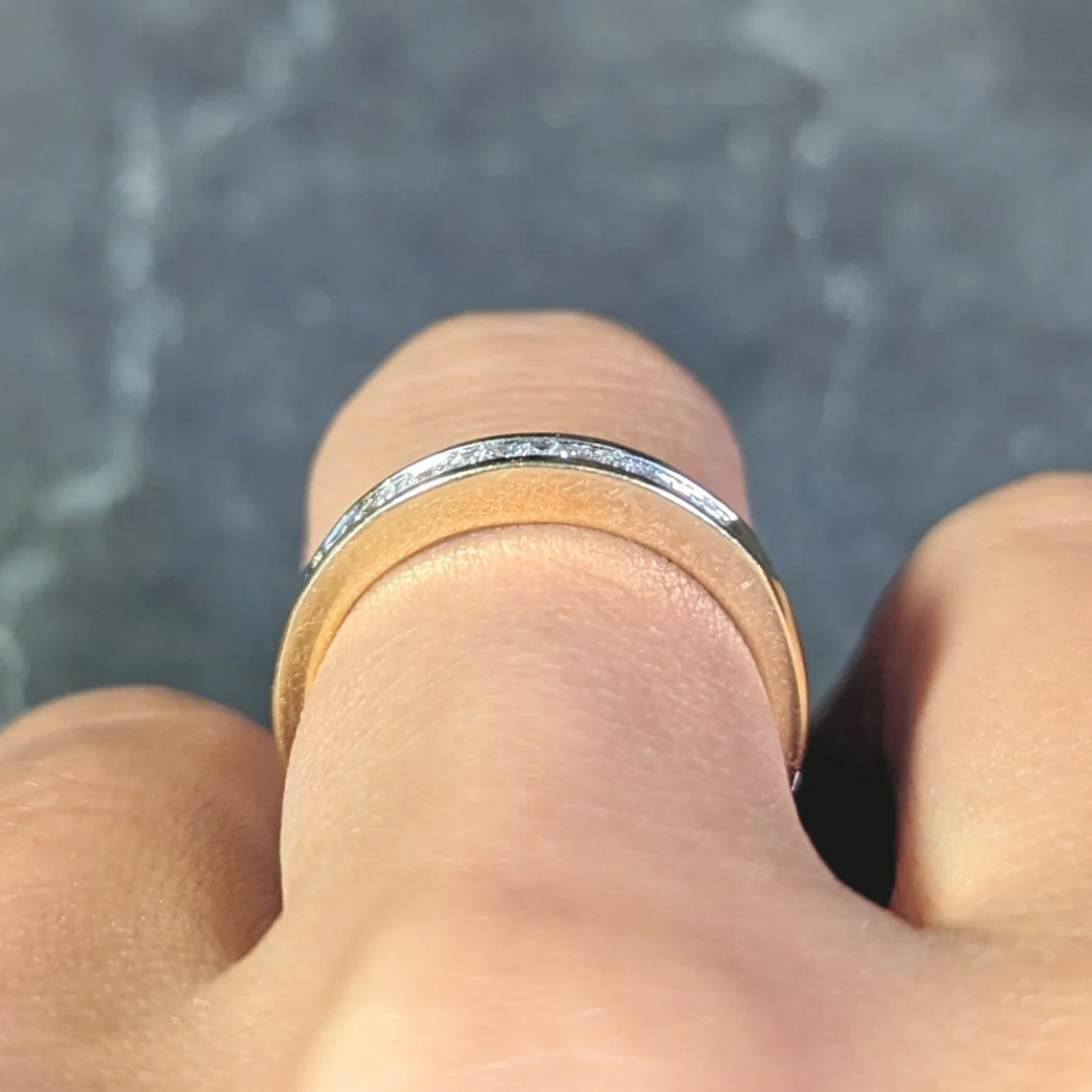 Contemporary 0.44 CTW Princess Cut Diamond 14 Karat Yellow Gold Band Ring - Image 14