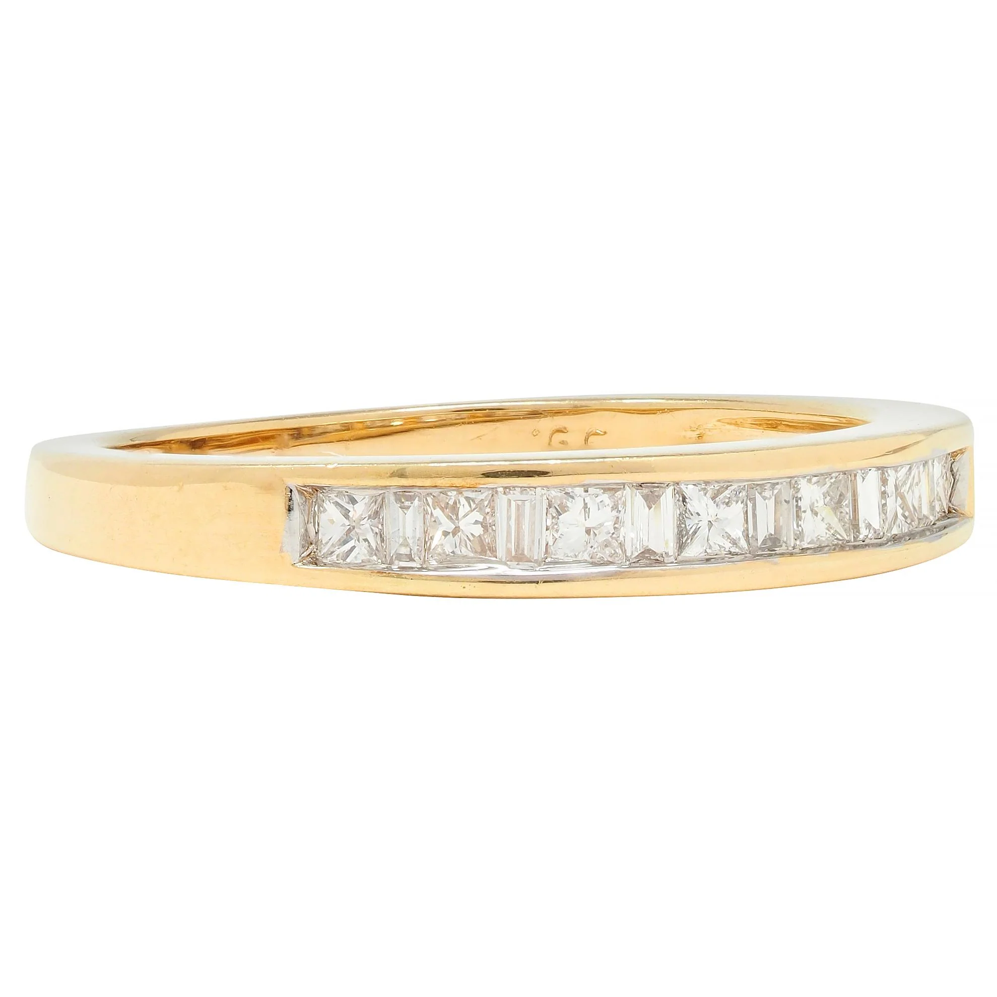 Contemporary 0.44 CTW Princess Cut Diamond 14 Karat Yellow Gold Band Ring - Image 3