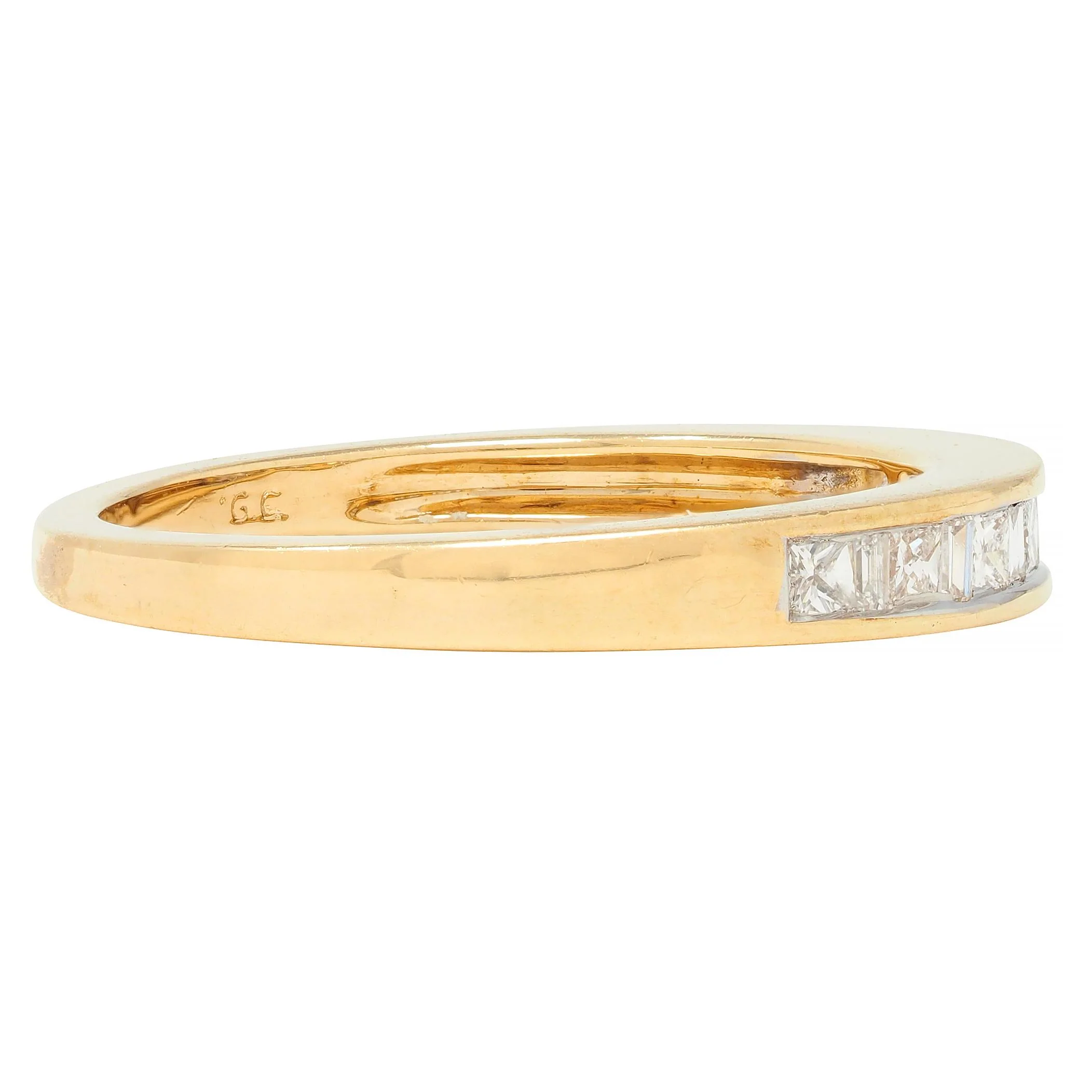 Contemporary 0.44 CTW Princess Cut Diamond 14 Karat Yellow Gold Band Ring - Image 4